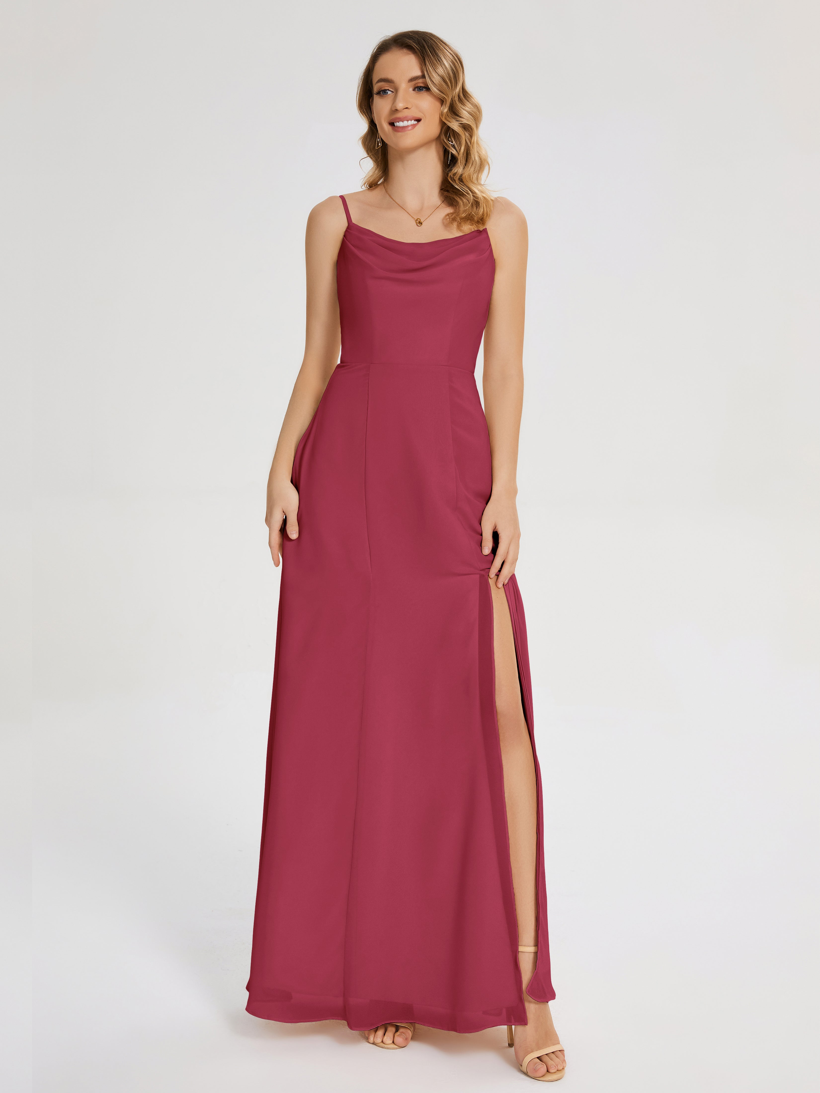 Cinnamon Rose Bridesmaid Dresses Uk Blake Cowl Split Chiffon Bridesmai