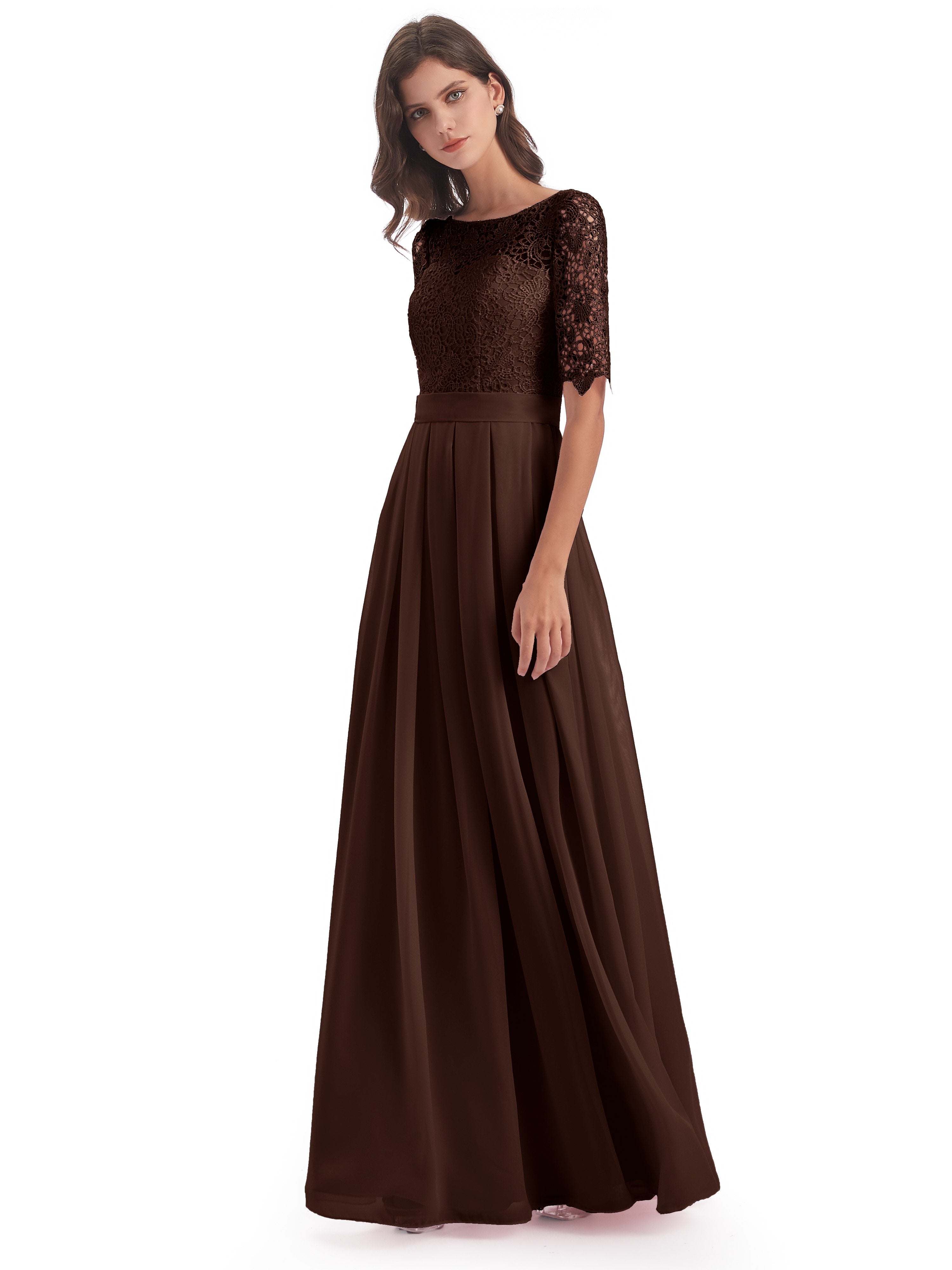 Chocolate Brown Bridesmaid Dresses Plus Size Brielle Impressive Lace H