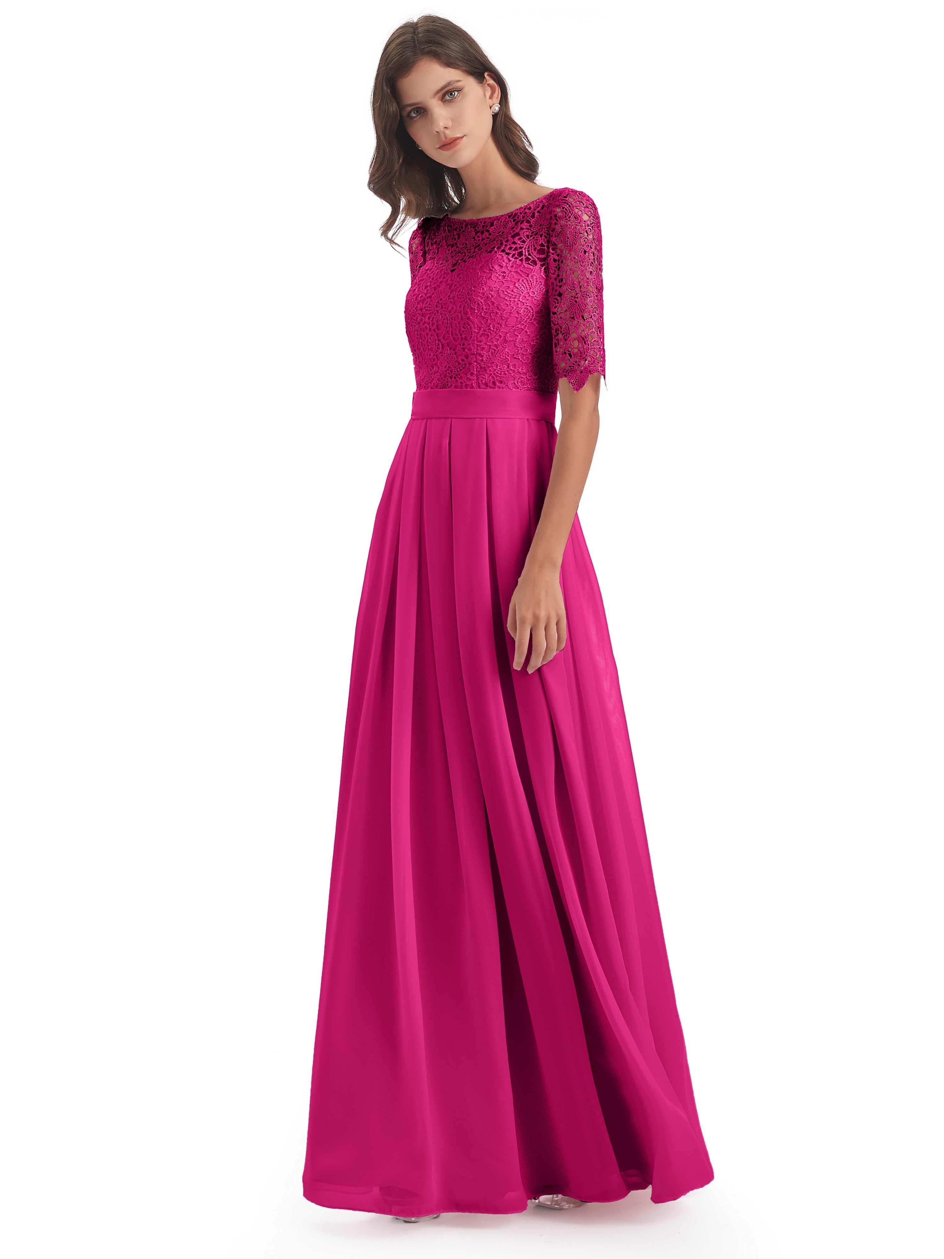 fuchsia-bridesmaids-dresses-with-sleeves-brielle-impressive-lace-half-