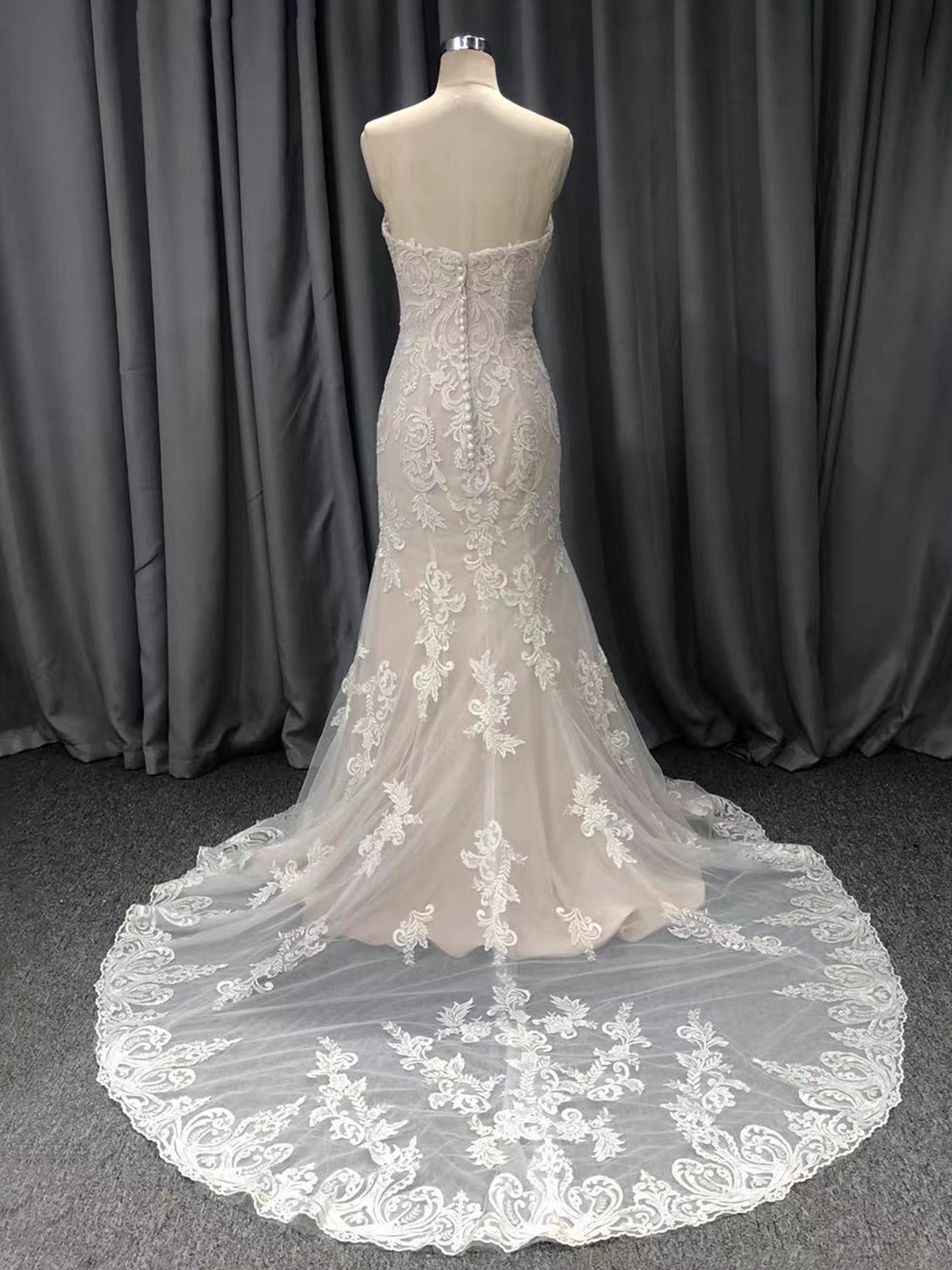 Mermaid Sweetheart Court Train Sleeveless Lace Wedding Dresses