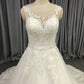 Elegant Bateau Sweep Train Tulle Lace Wedding Dresses With Sequins