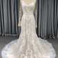 Trumpet/Mermaid V-neck Court Train Lace Train Wedding Dresses