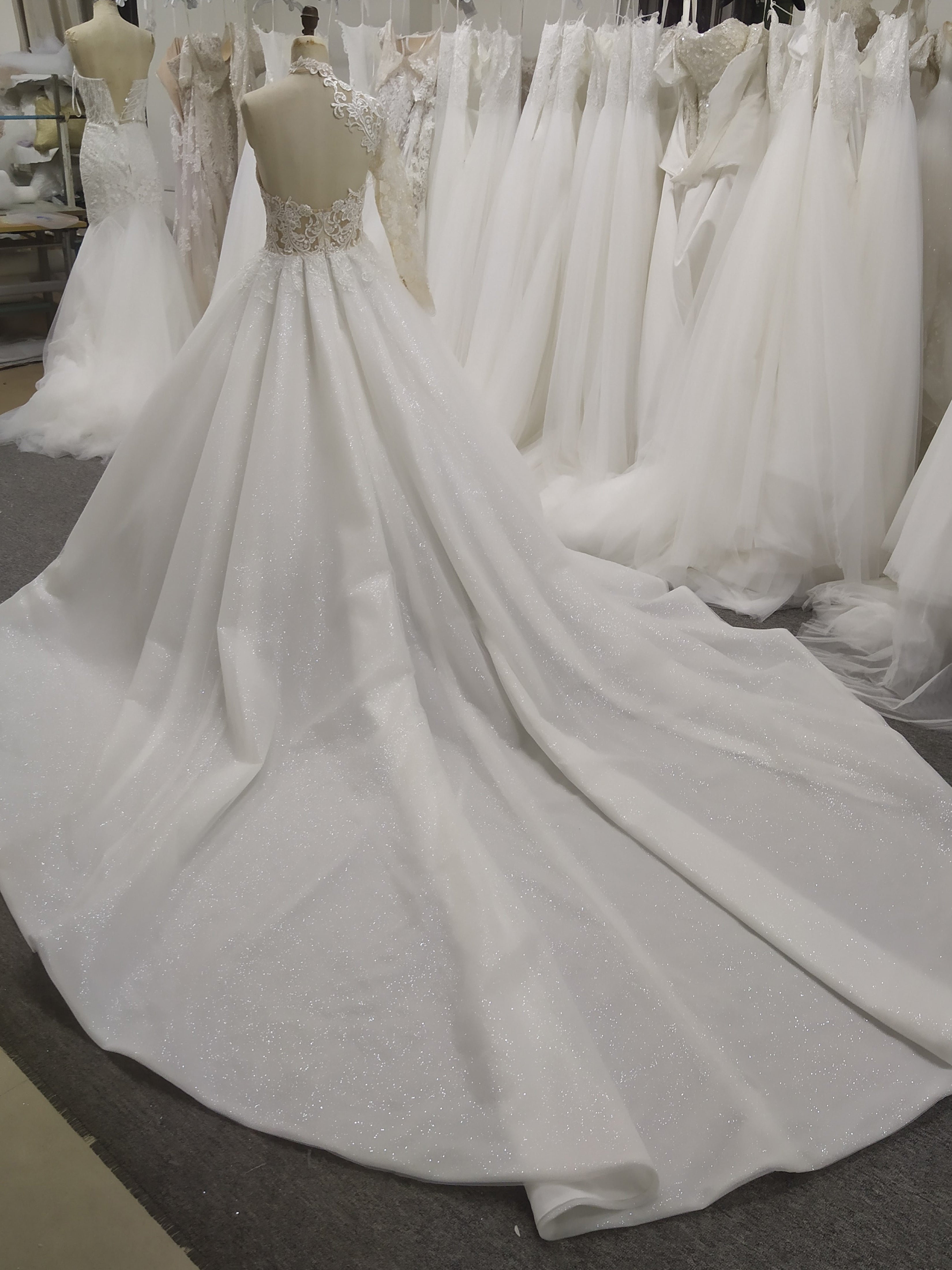 A-Line Long Sleeves Sweep Train Wedding Dresses With Lace