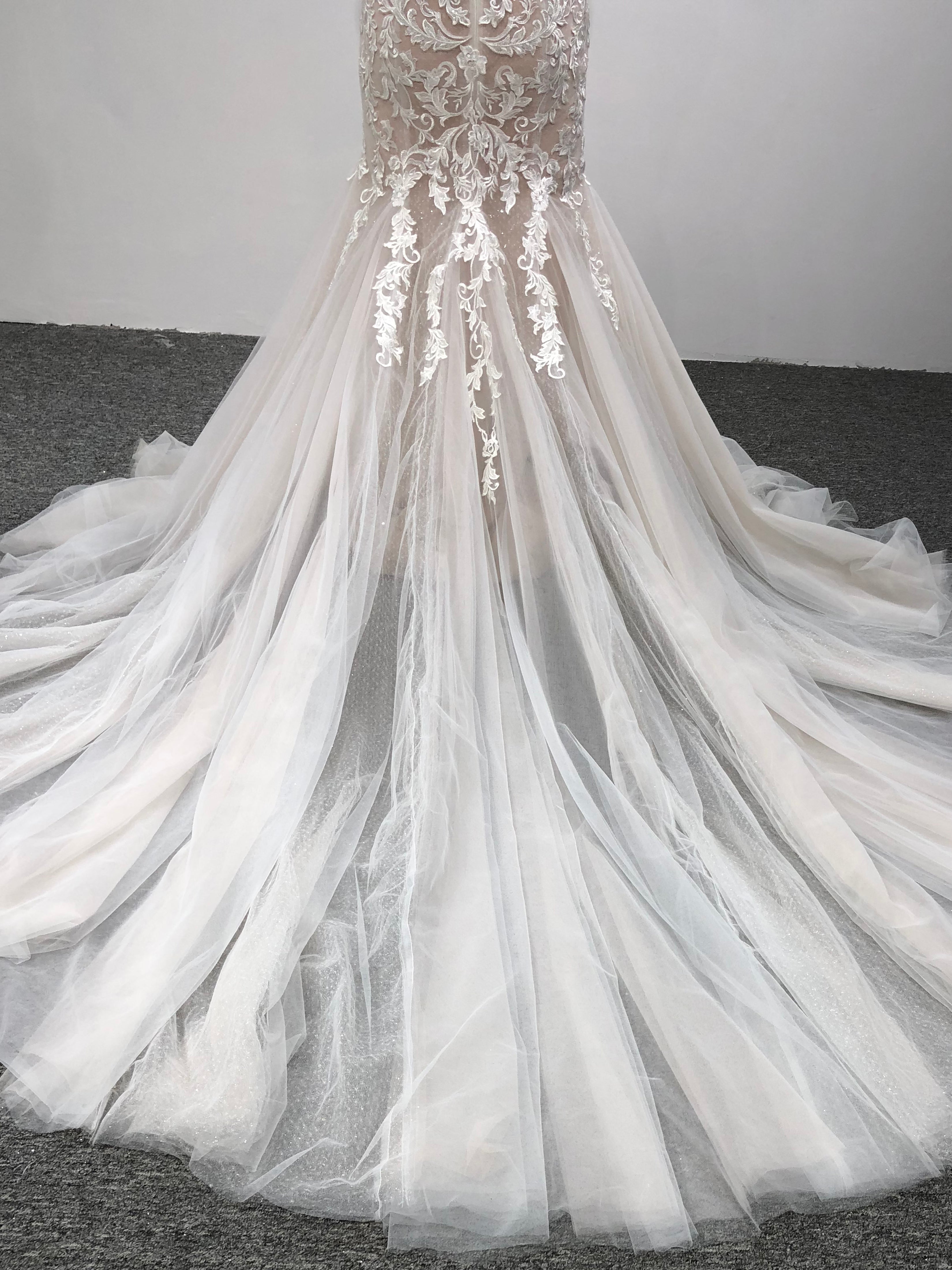 Mermaid Spaghetti Straps Court Train Wedding Dresses With Lace