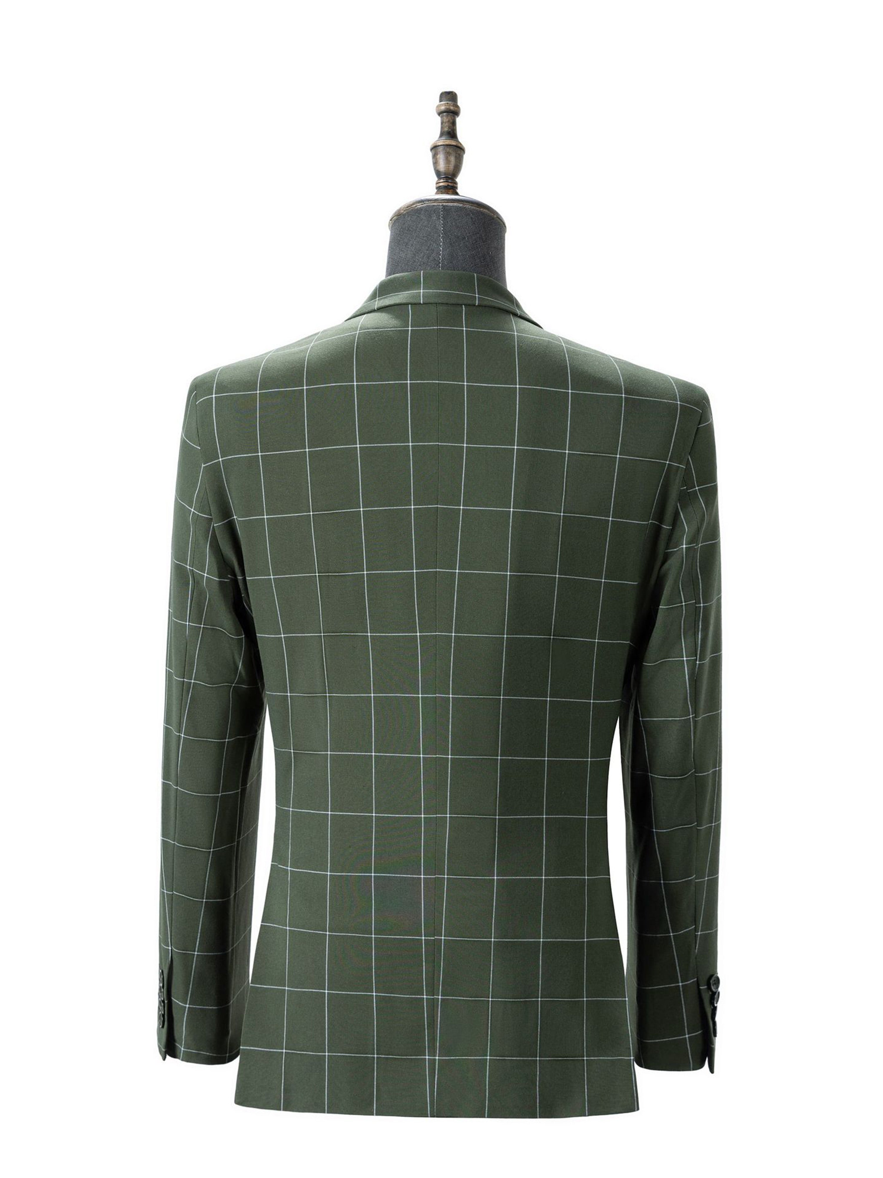 3 Piece Men's Suits Checked Suit for Weddings and Business