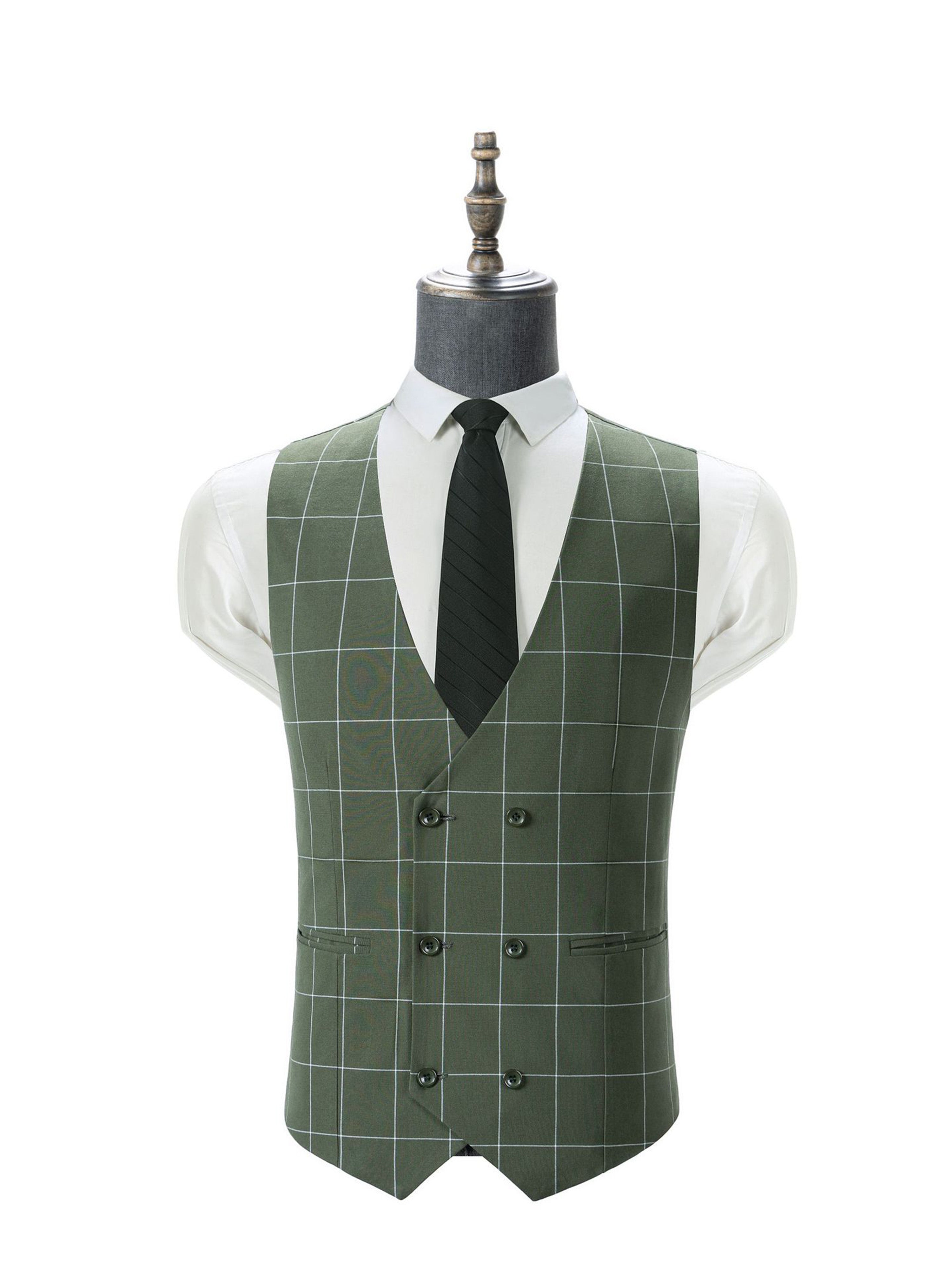 3 Piece Men's Suits Checked Suit for Weddings and Business
