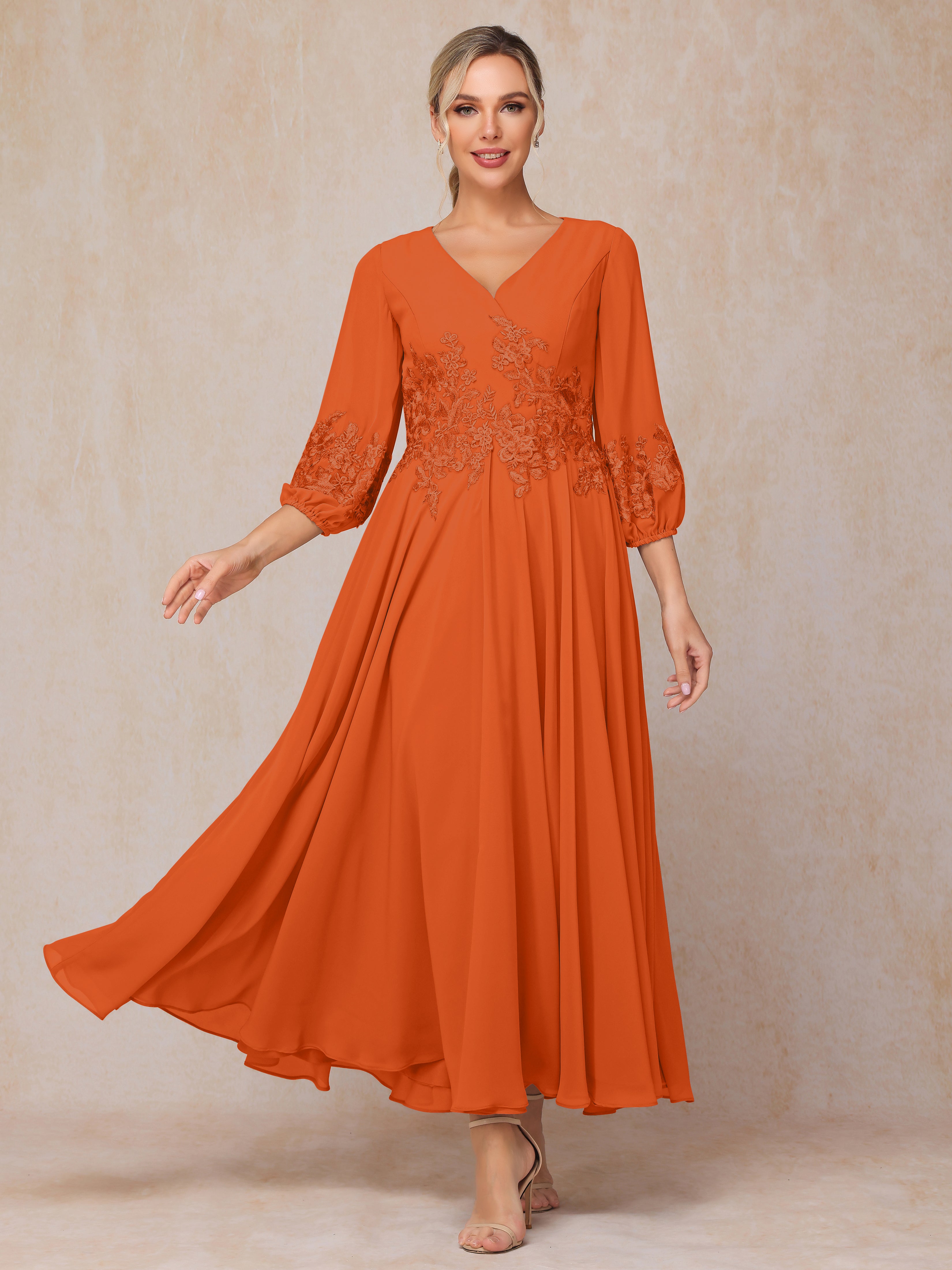 A-Line V Neck Lace Chiffon Wedding Guest Dresses A-Line V Neck Lace Chiffon Wedding Guest Dresses