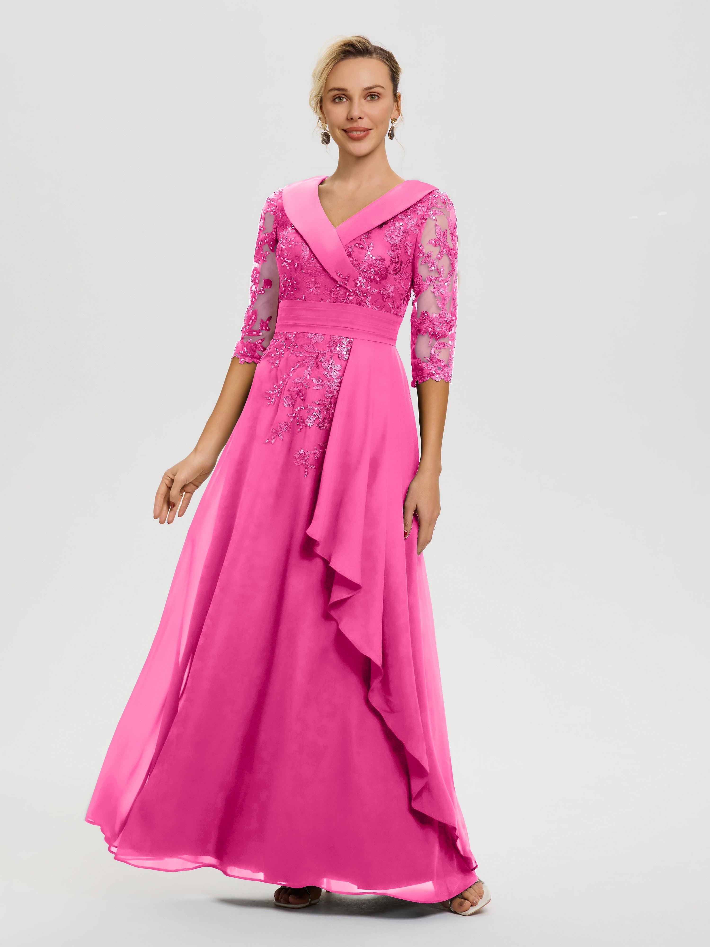 Azalea Slimming Plus Size Mother Of The Bride Dresses With Sleeves A L - Main Image