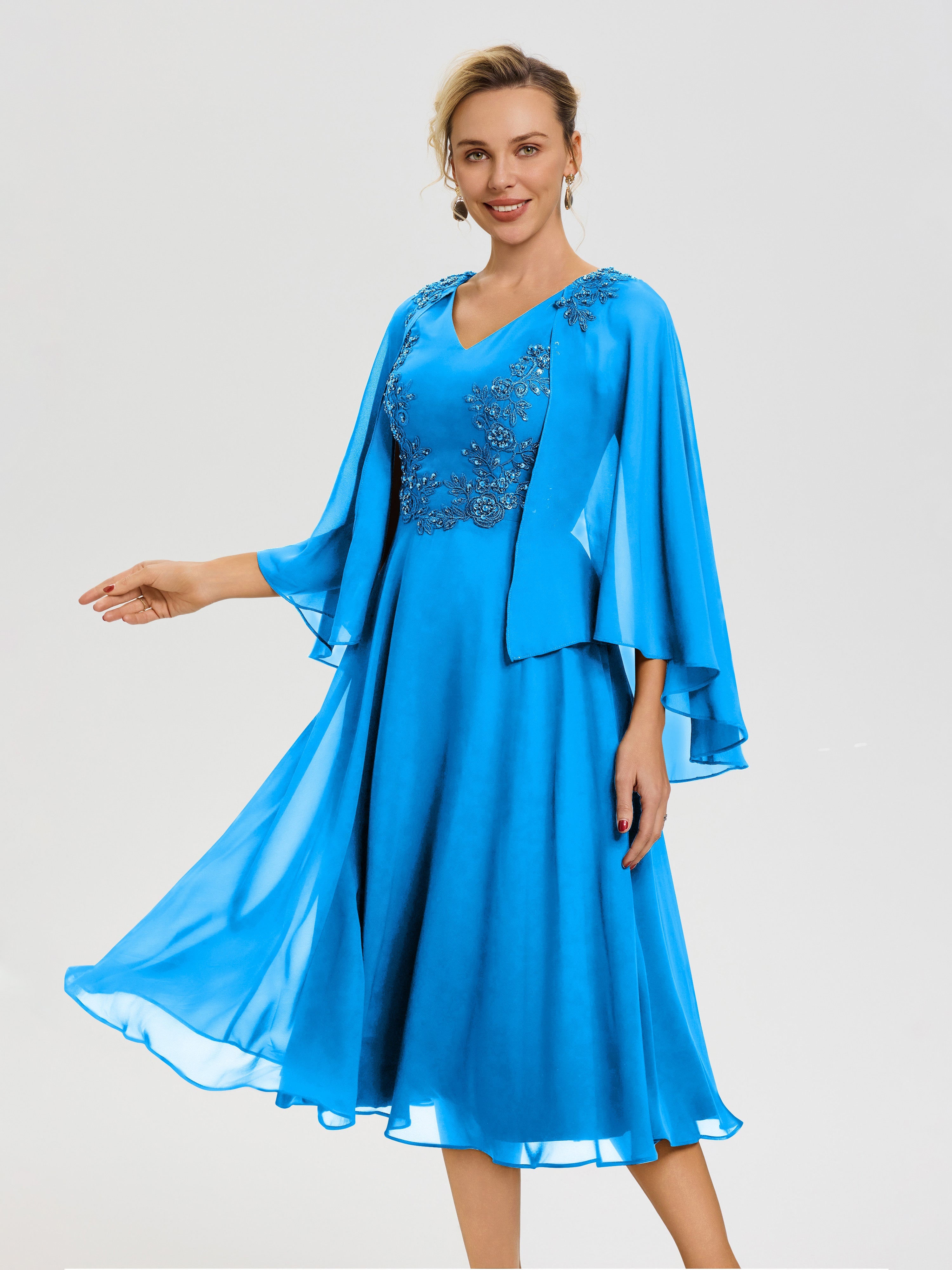 Cicinia Ocean Blue Mother Of The Bride Dress Long Satin A-line Floor Length One Shoulder