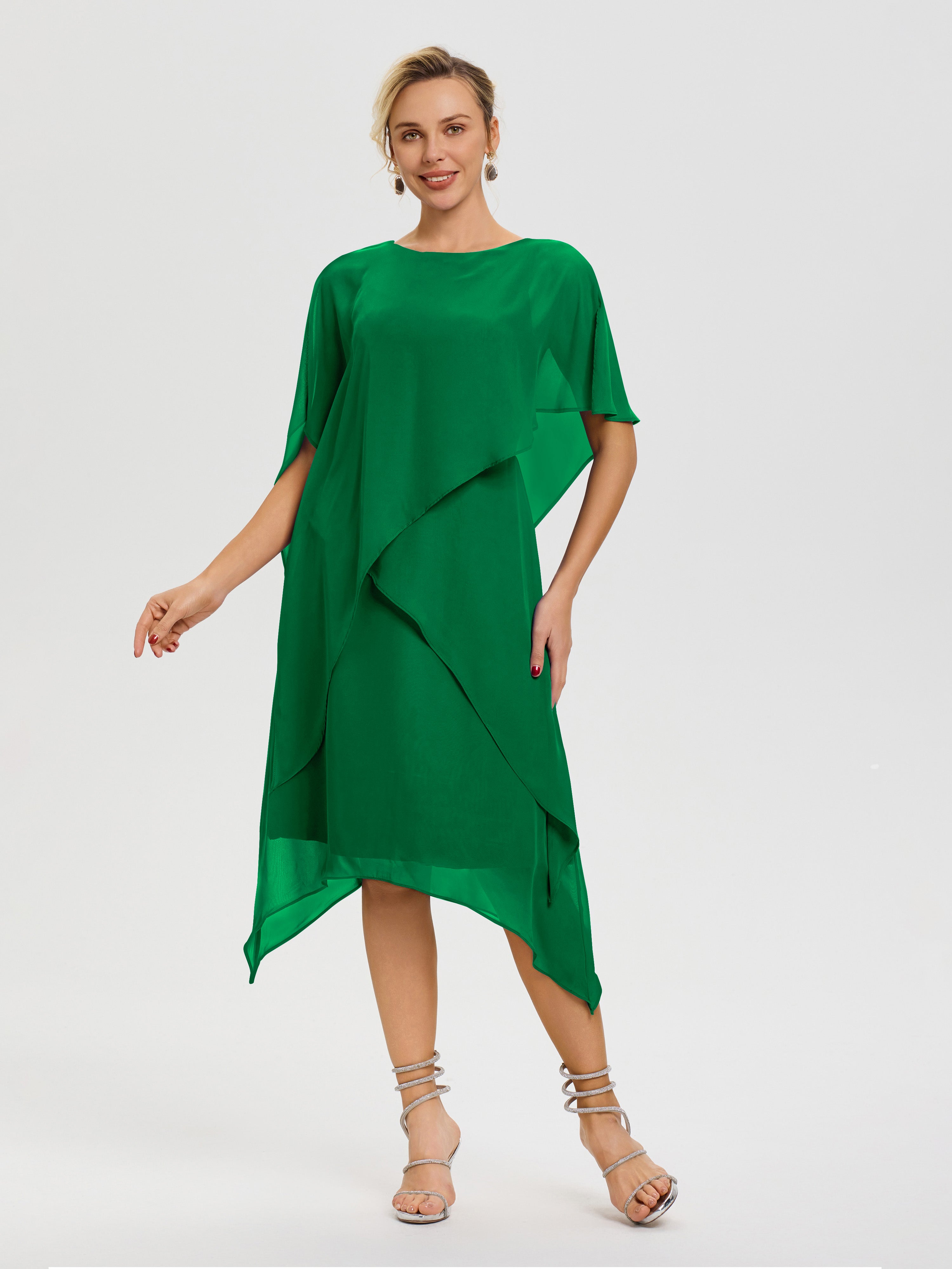 Emerald Green Mother Of The Bride Dresses Elegant Jewel A-Line Sleeves