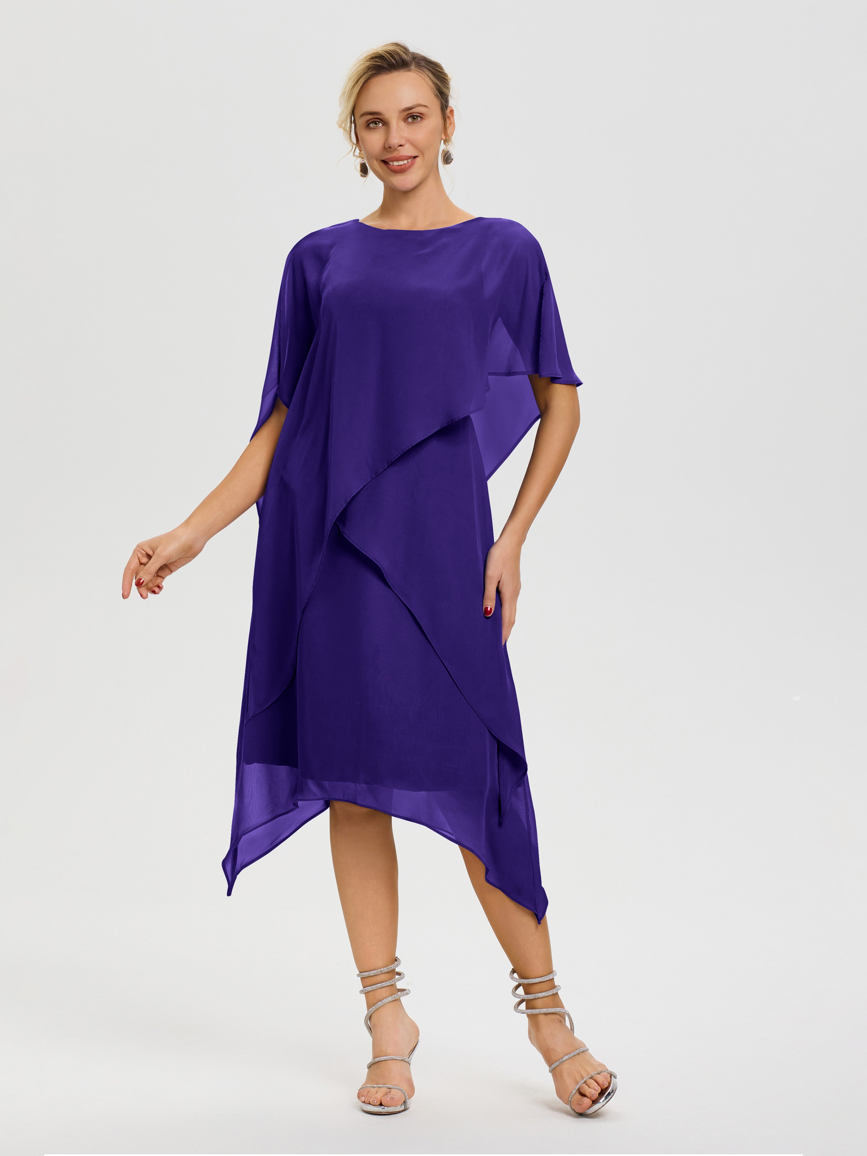 Regency Purple Mother Of The Bride Dresses Elegant Jewel A-Line Sleeve