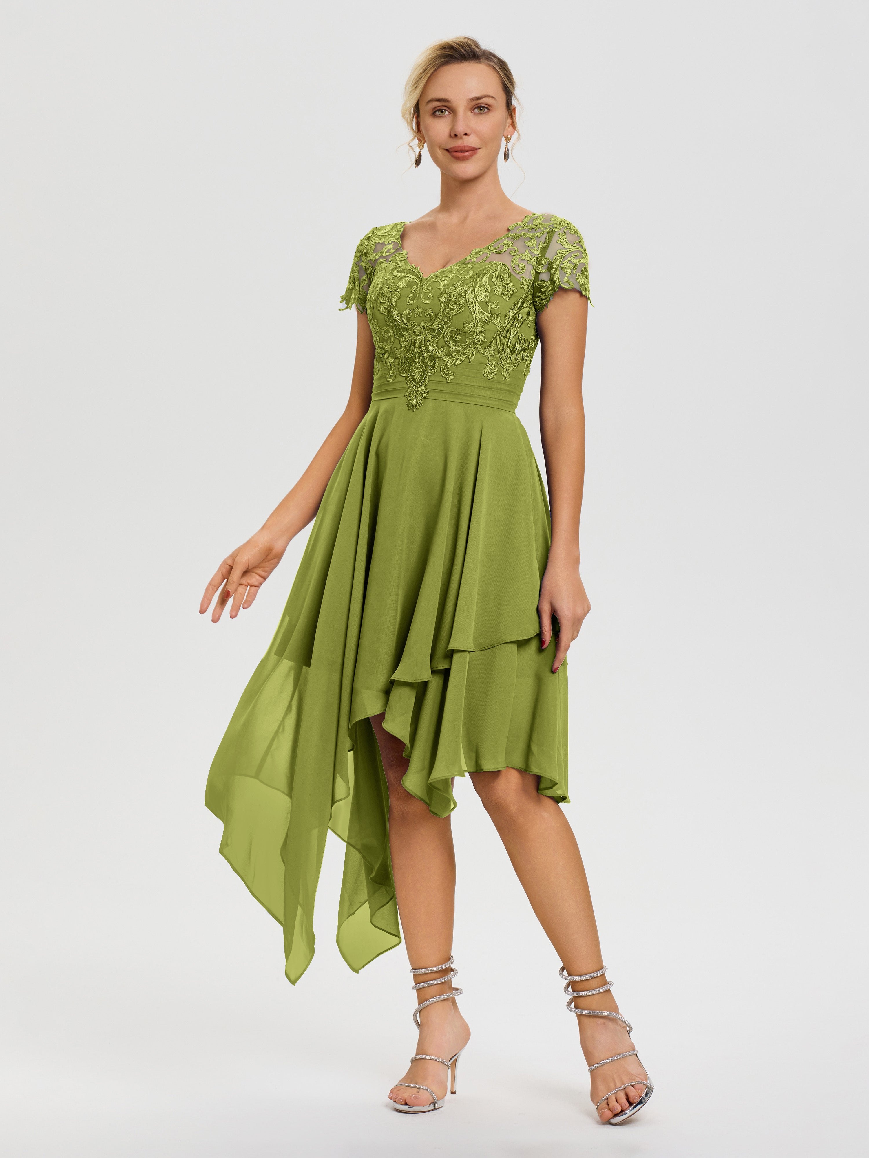 Clover Mother Of The Bride Dresses Asymmetrical Sleeves A-Line V-Neck Clover Mother Of The Bride Dresses Asymmetrical Sleeves A-Line V-Neck