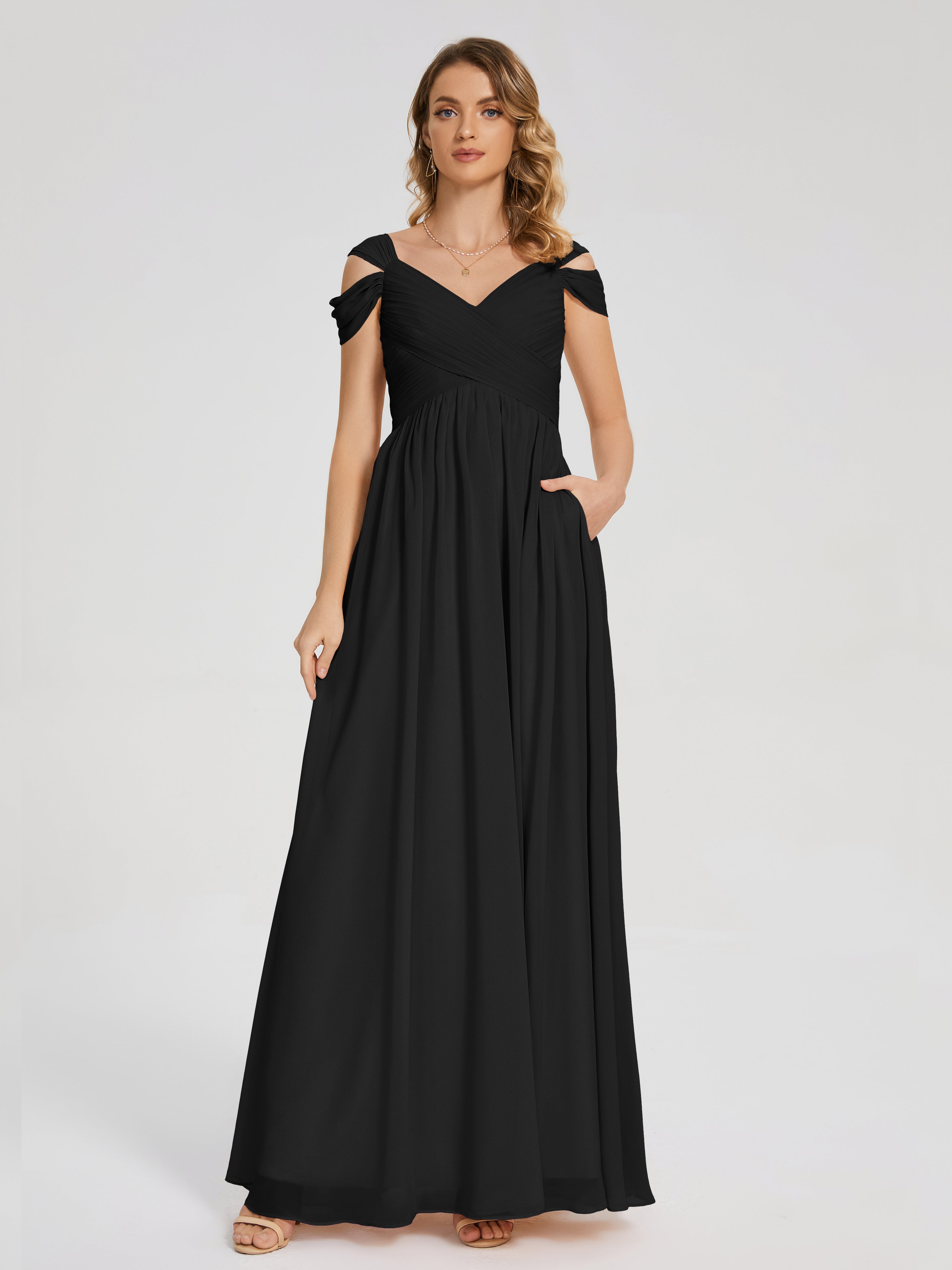 Black Bridesmaid Dresses Chiffon Charlee Flowy Split Chiffon Bridesmai