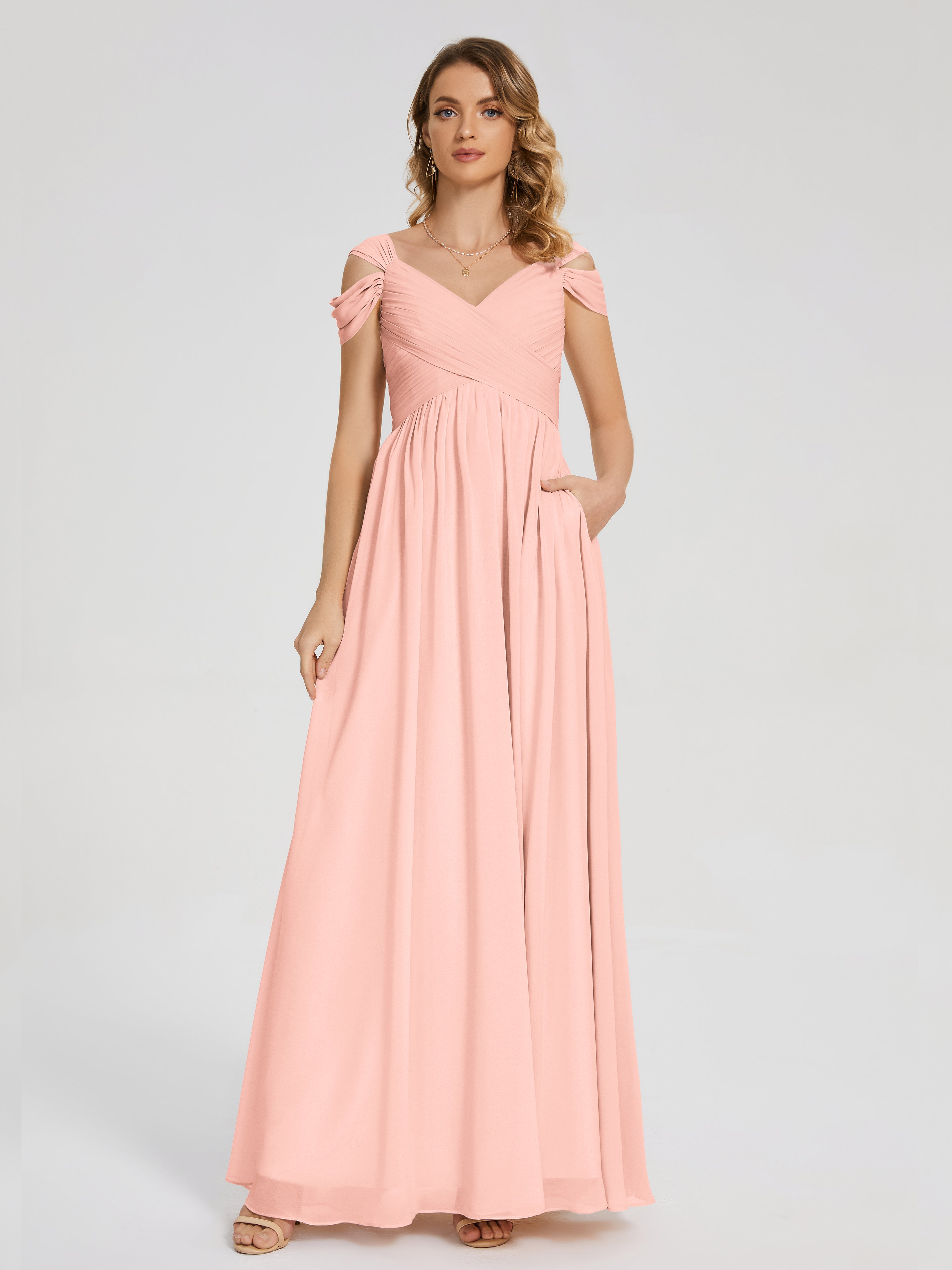 Coral Peach Bridesmaid Dress Charlee Flowy Split Chiffon Bridesmaid Dr Coral Peach Bridesmaid Dress Charlee Flowy Split Chiffon Bridesmaid Dr