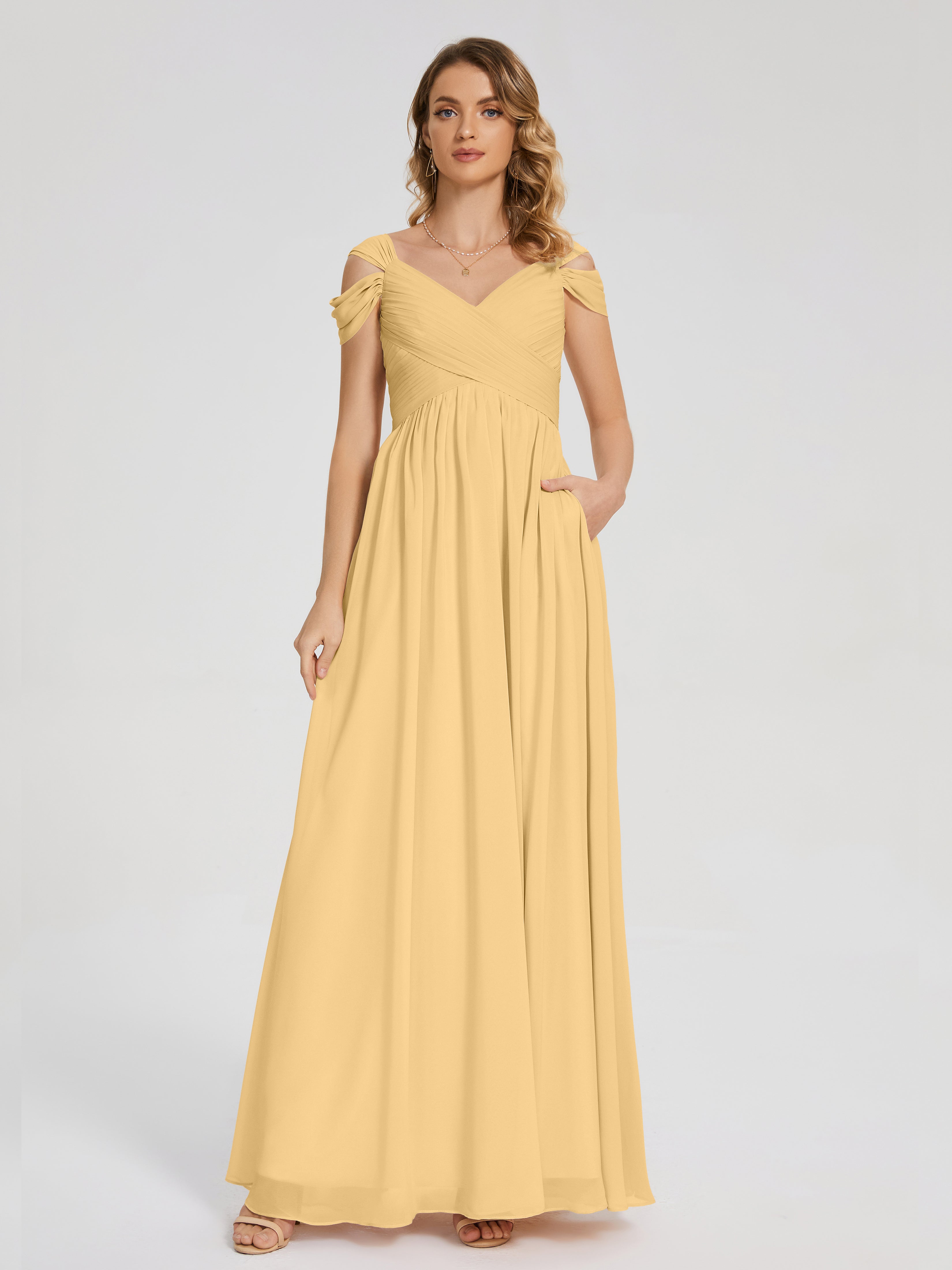 Bridesmaid Dress Gold Charlee Flowy Split Chiffon Bridesmaid Dresses Bridesmaid Dress Gold Charlee Flowy Split Chiffon Bridesmaid Dresses