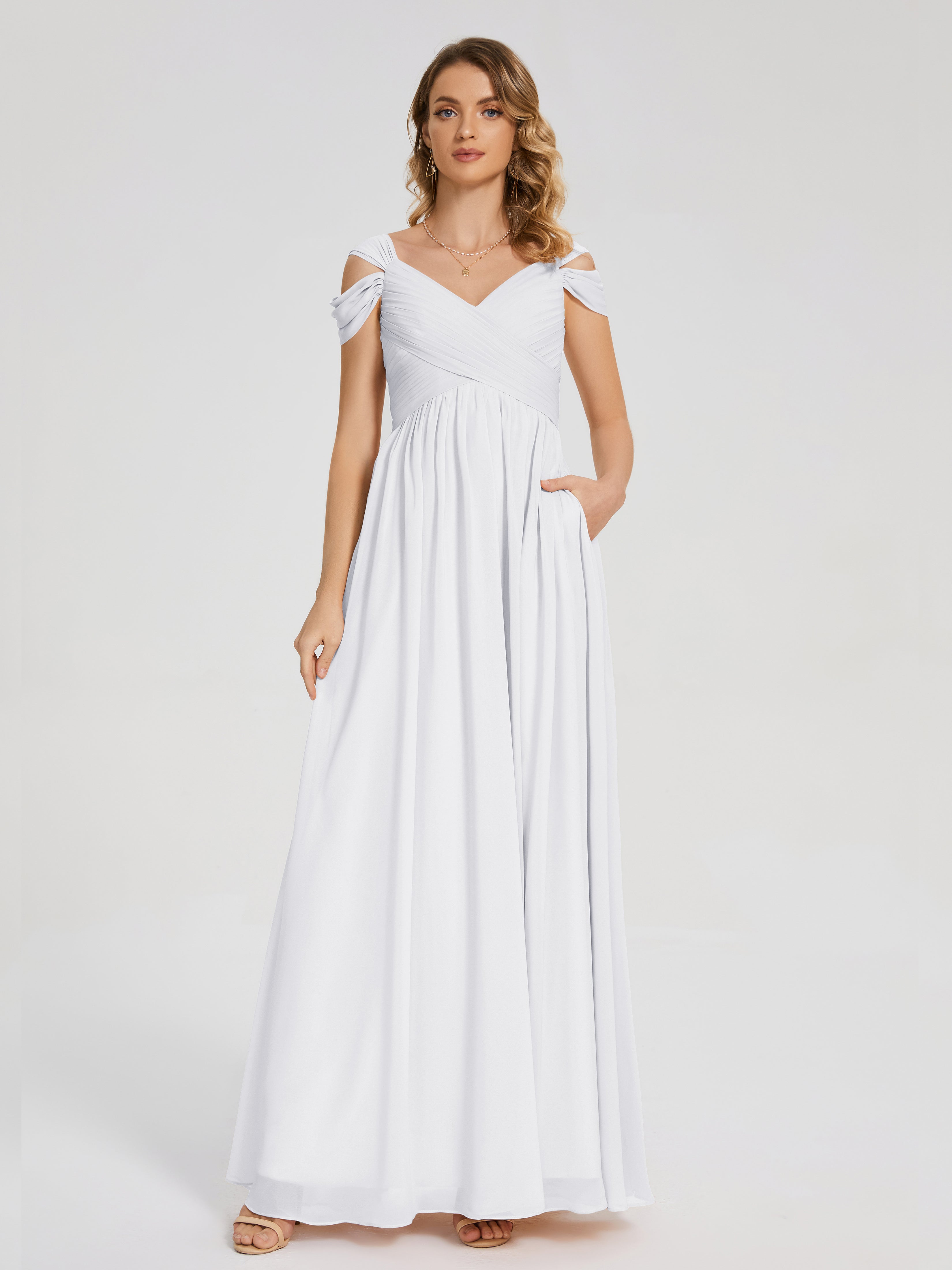 White Bridesmaid Dress Uk Charlee Flowy Split Chiffon Bridesmaid Dress