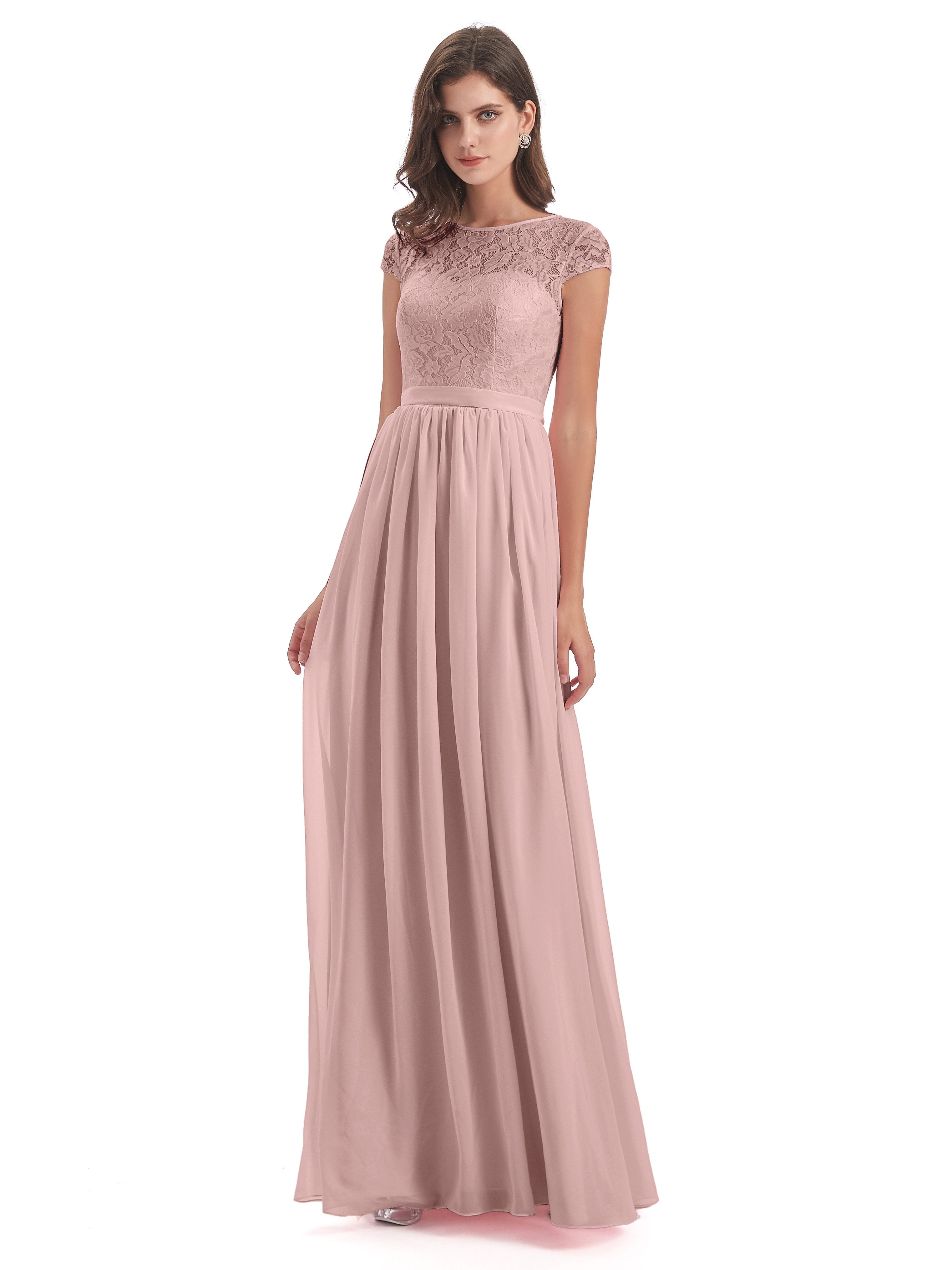 Dusty Rose Bridesmaid Dresses Darcy Modest Cap Sleeves Illusion Long C Dusty Rose Bridesmaid Dresses Darcy Modest Cap Sleeves Illusion Long C
