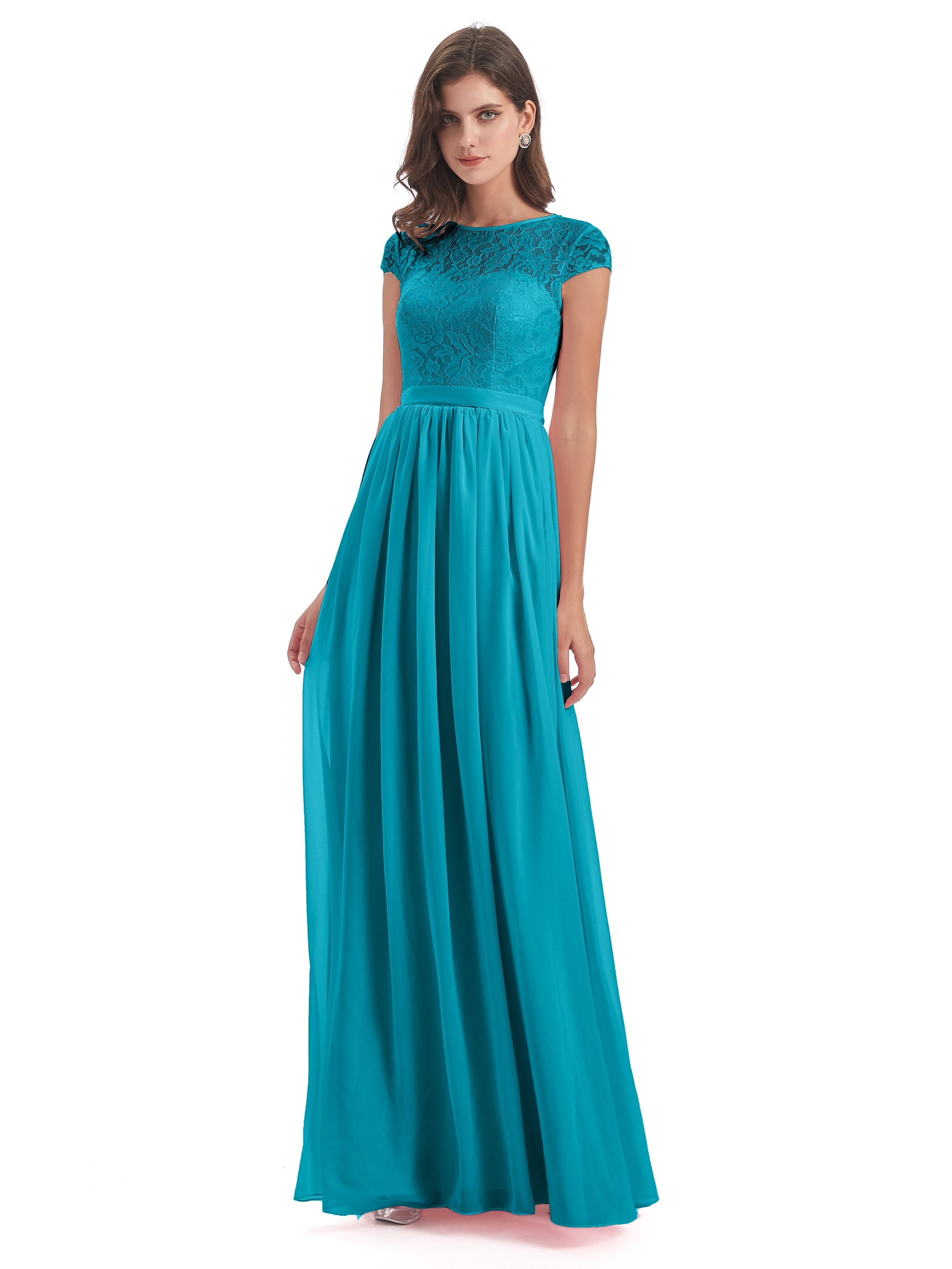 Jade Bridesmaids Dresses Darcy Modest Cap Sleeves Illusion Long Chiffo Jade Bridesmaids Dresses Darcy Modest Cap Sleeves Illusion Long Chiffo