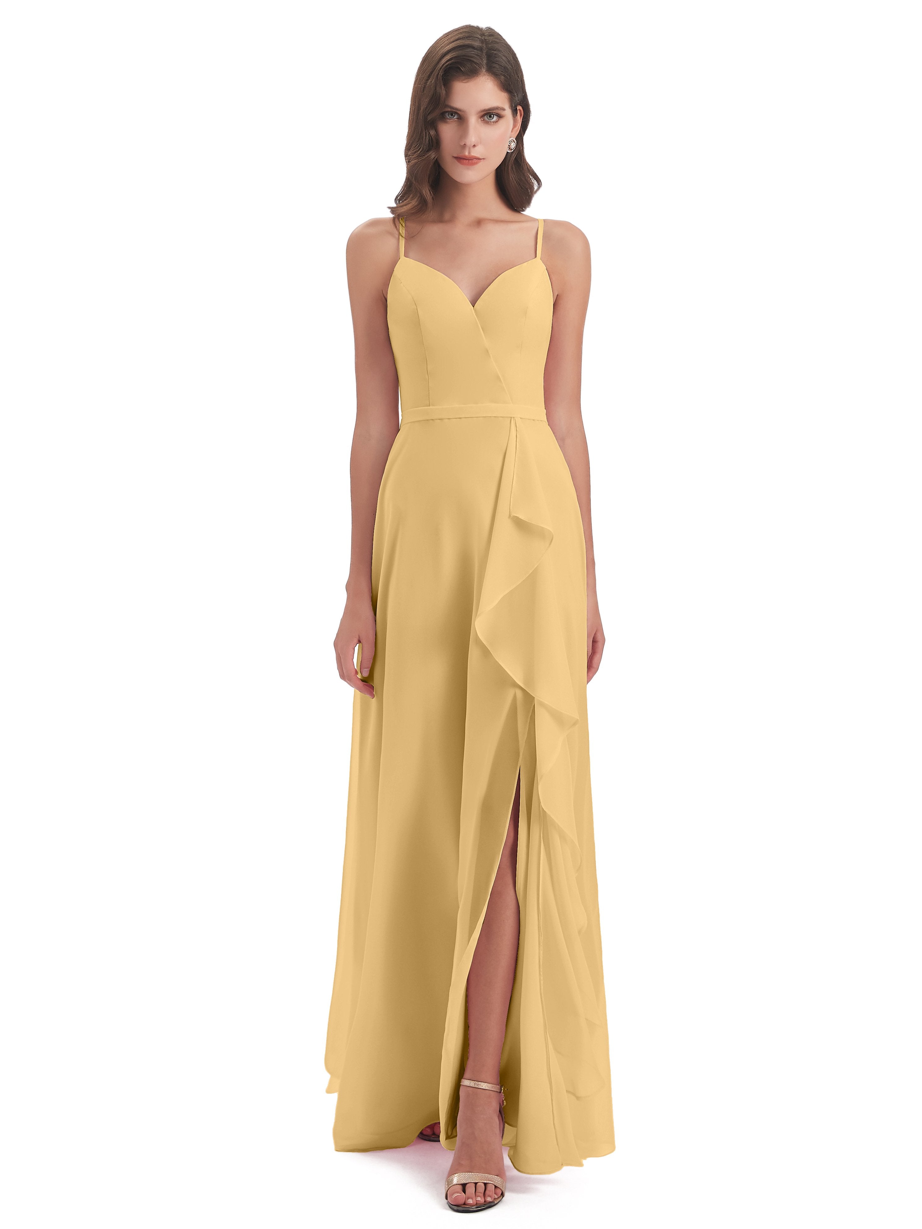 elegant gold bridesmaid dresses Mismatched Satin Mermaid Side Slit Long , GRB0 GordressYou Available in US sizes 032 Gold Bridesmaid Dress