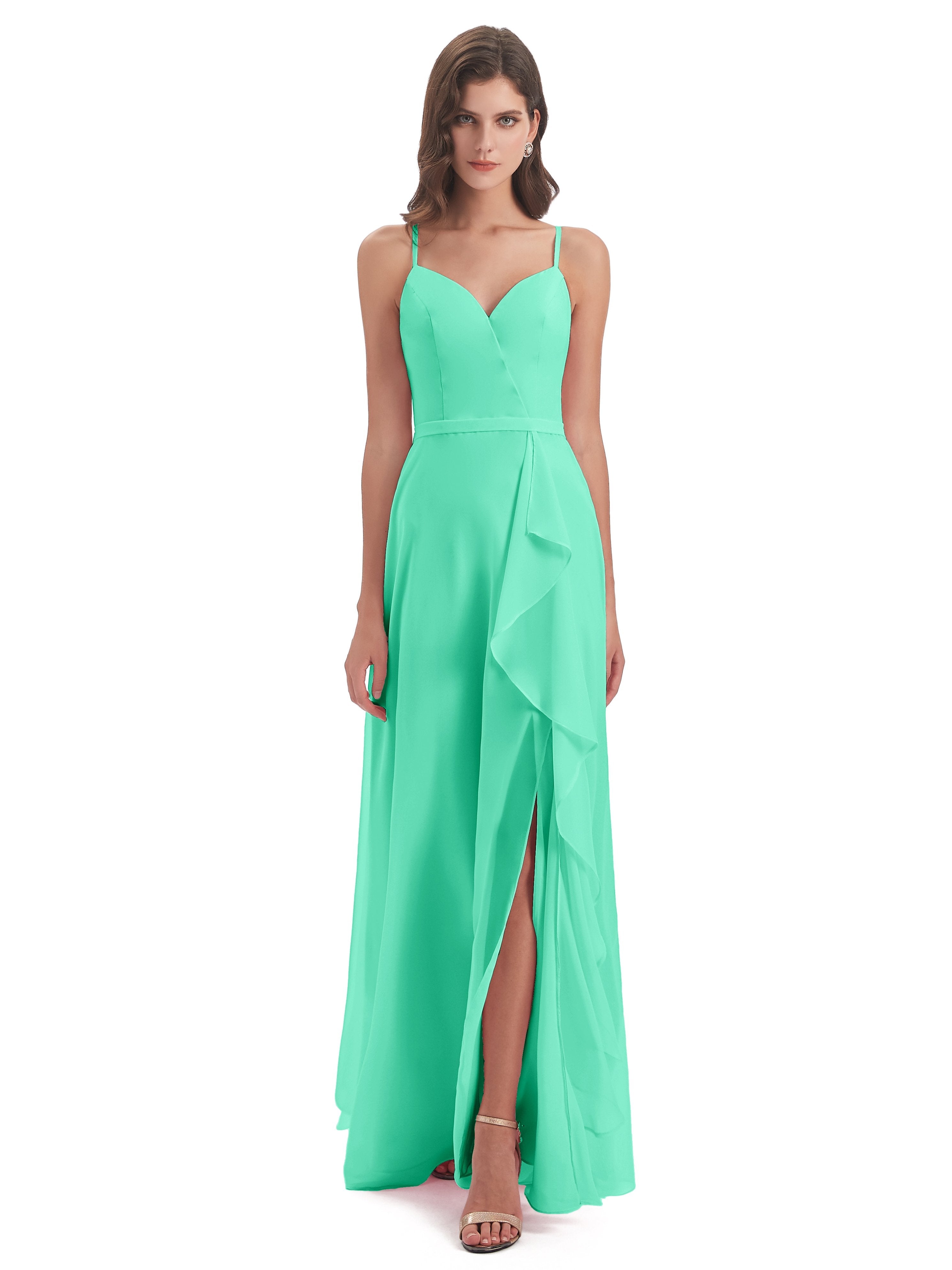 Beach Wedding Turquoise Bridesmaid Dresses Chiffon Spaghetti Straps Lo Beach Wedding Turquoise Bridesmaid Dresses Chiffon Spaghetti Straps Lo