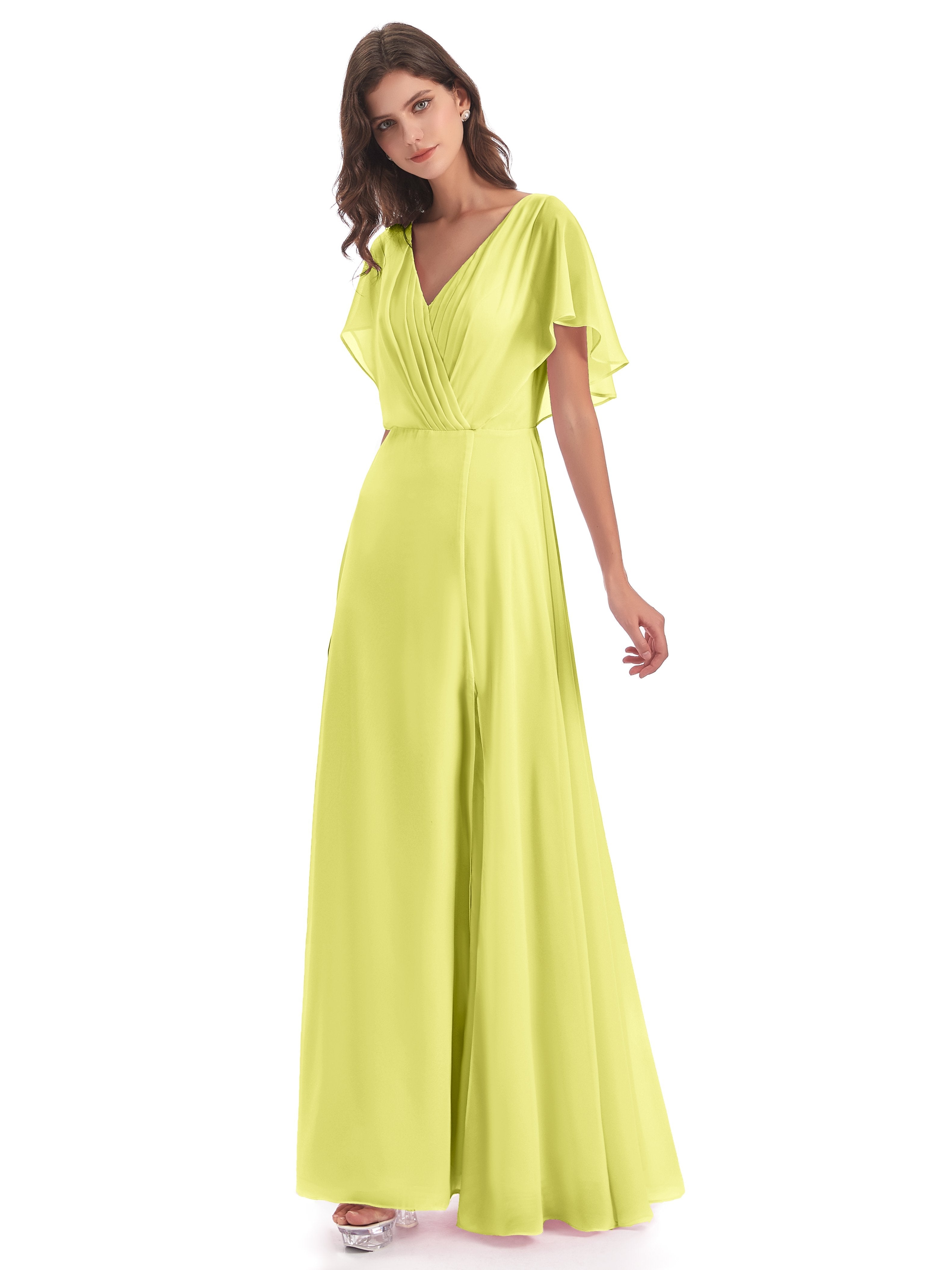 daffodil colour bridesmaid dresses Daffodil Fit and Flare Ankle-Length Mismatched Bridesmaid Dresses, Dress C