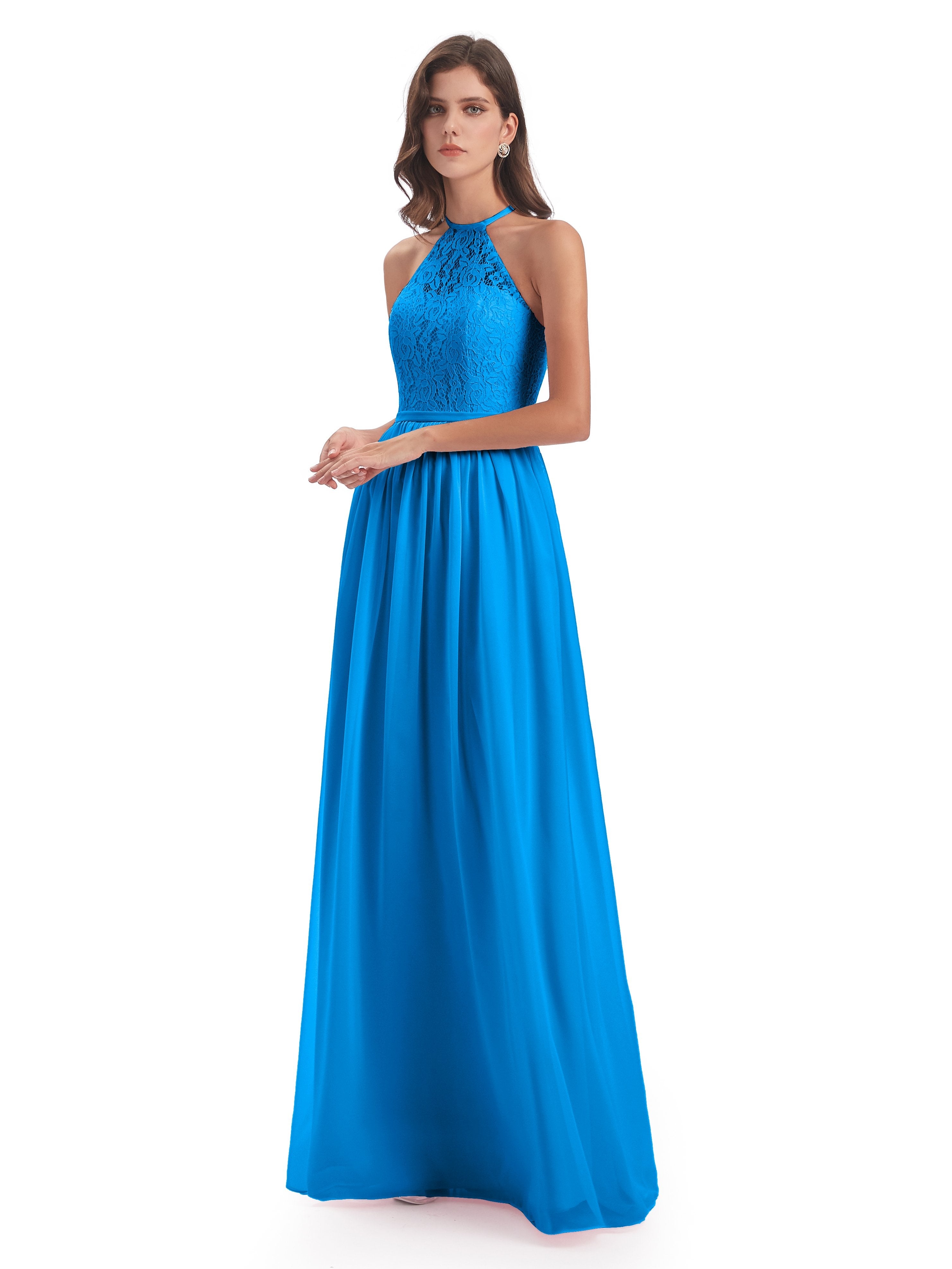 Ocean Blue Aqua Blue Bridesmaid Dresses Magdalena Stunning Halter Floo