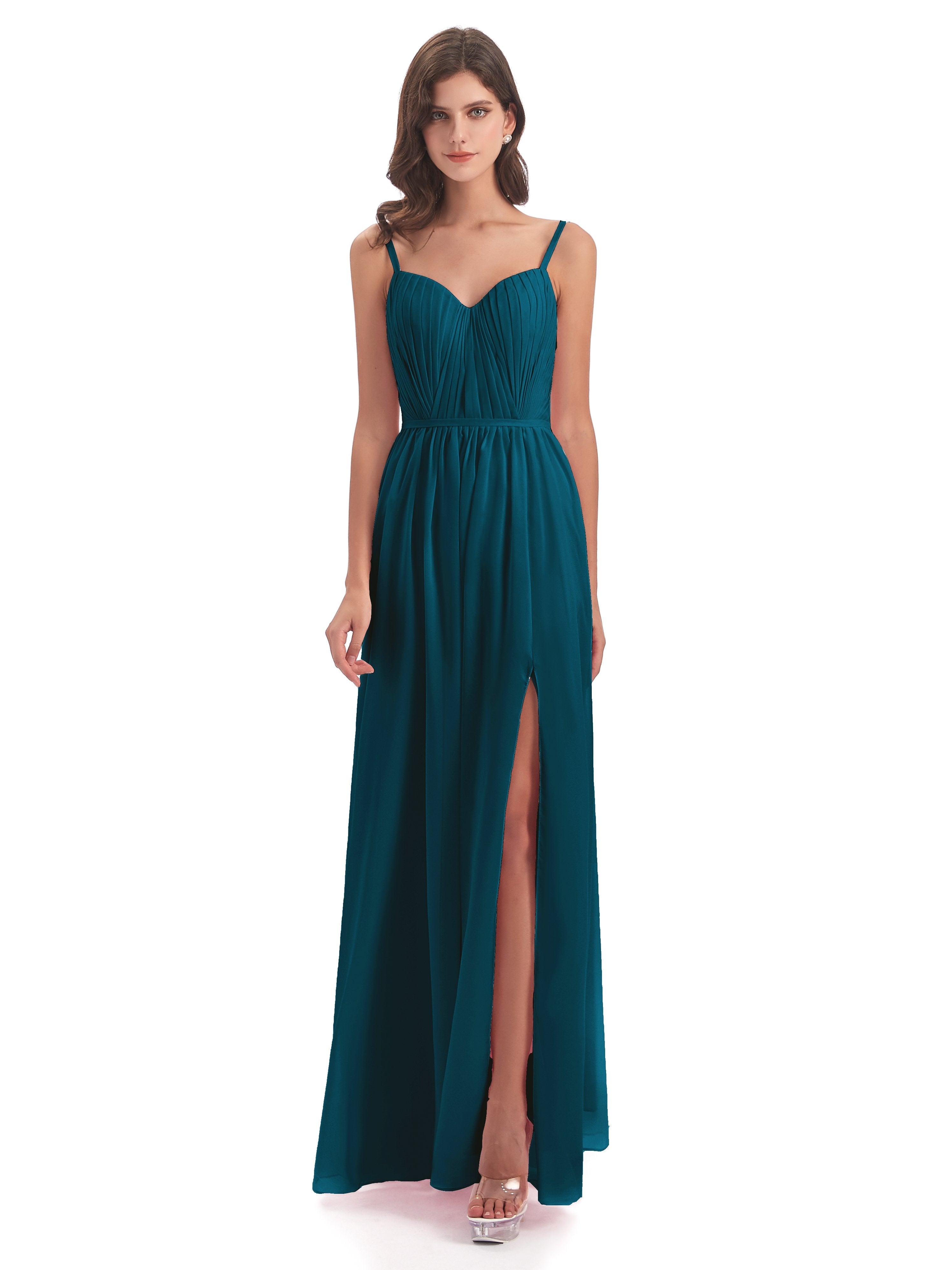 Ink Blue Bridesmaid Dress Kiana Brilliant Split Floor Length Chiffon B