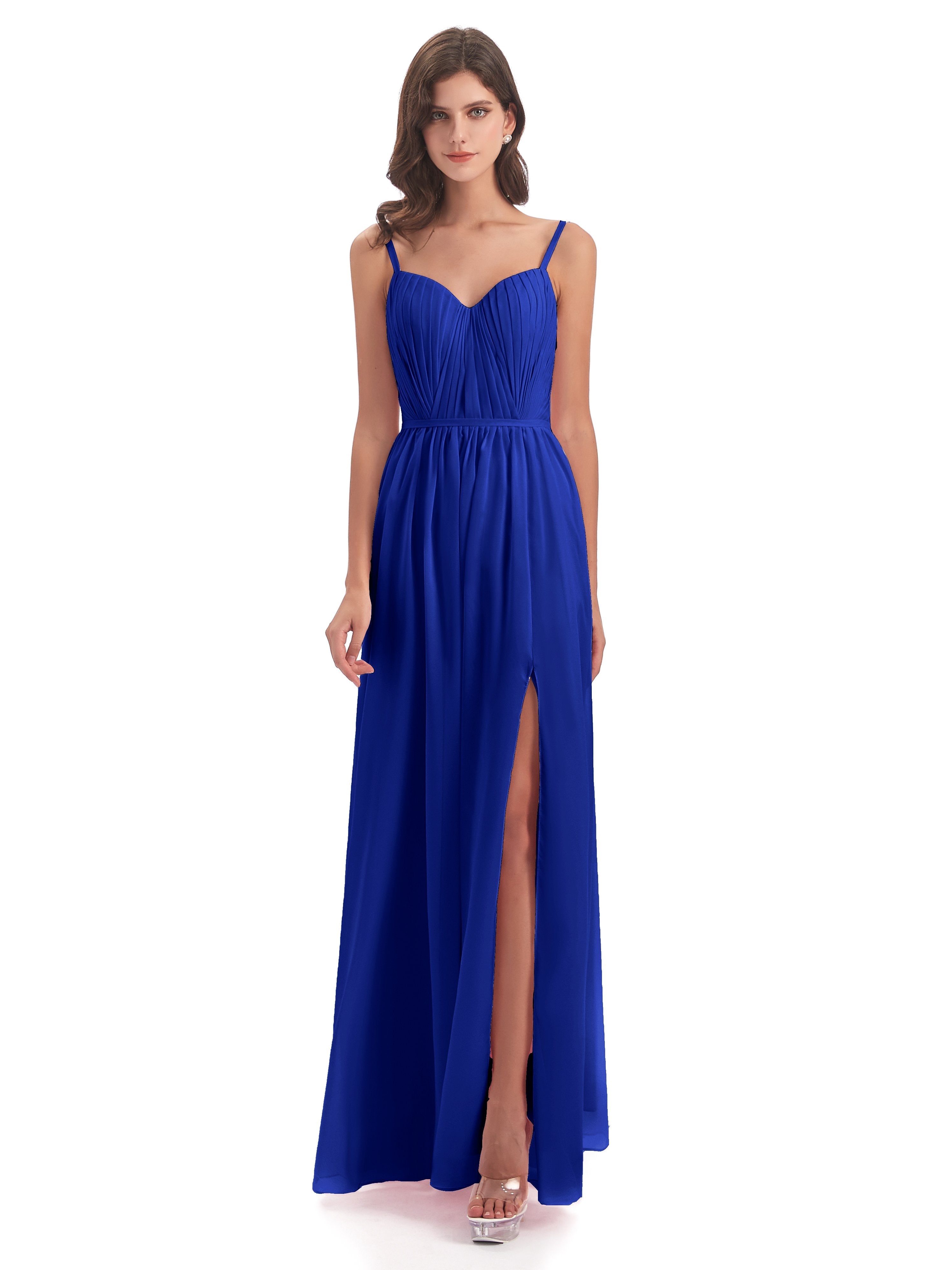 Bridesmaid Dress Royal Blue Kiana Brilliant Split Floor Length Chiffon