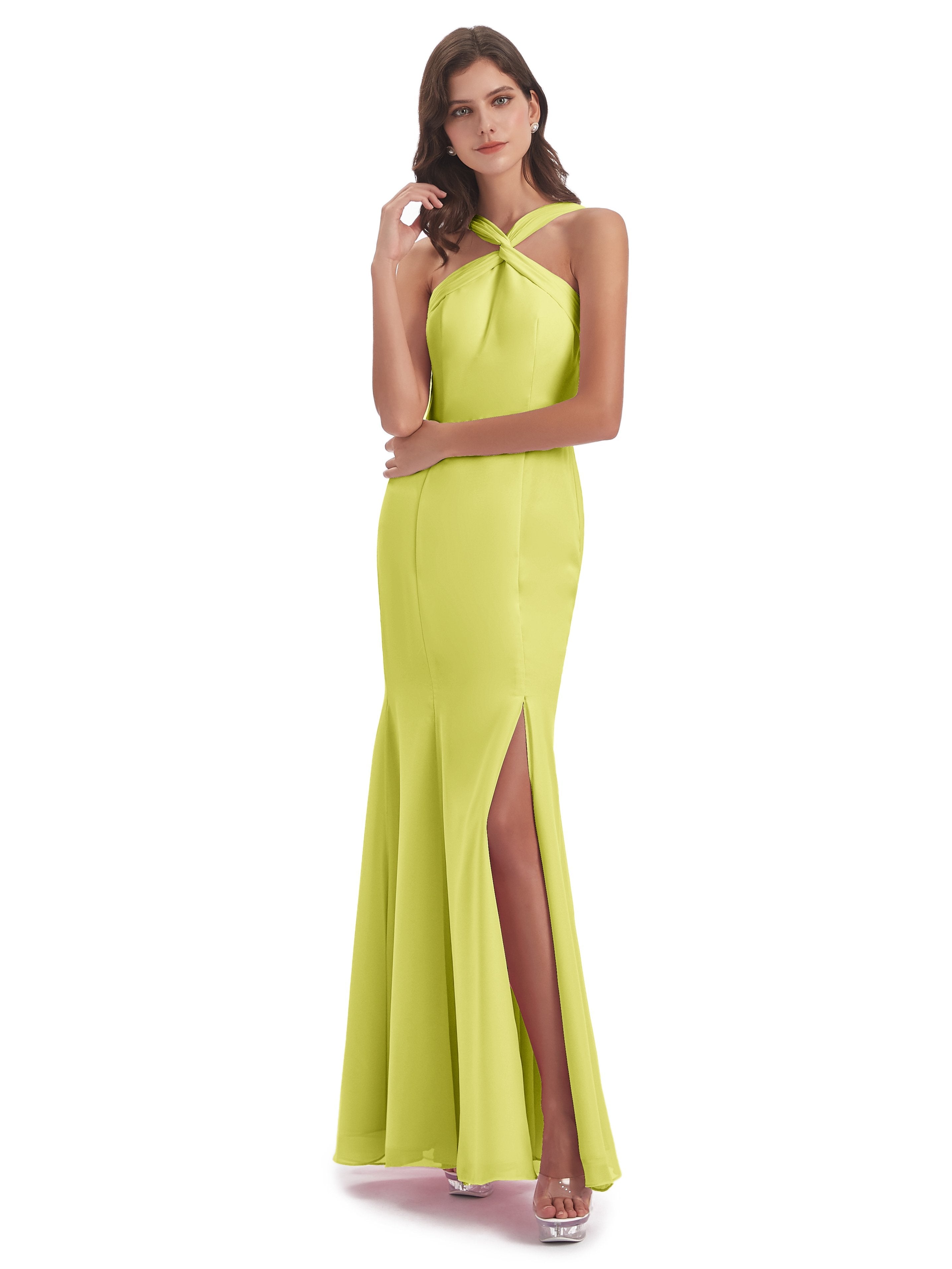 Daffodil Colour Bridesmaid Dresses Evie Unique Trumpet-Hourglass Halte Daffodil Colour Bridesmaid Dresses Evie Unique Trumpet-Hourglass Halte
