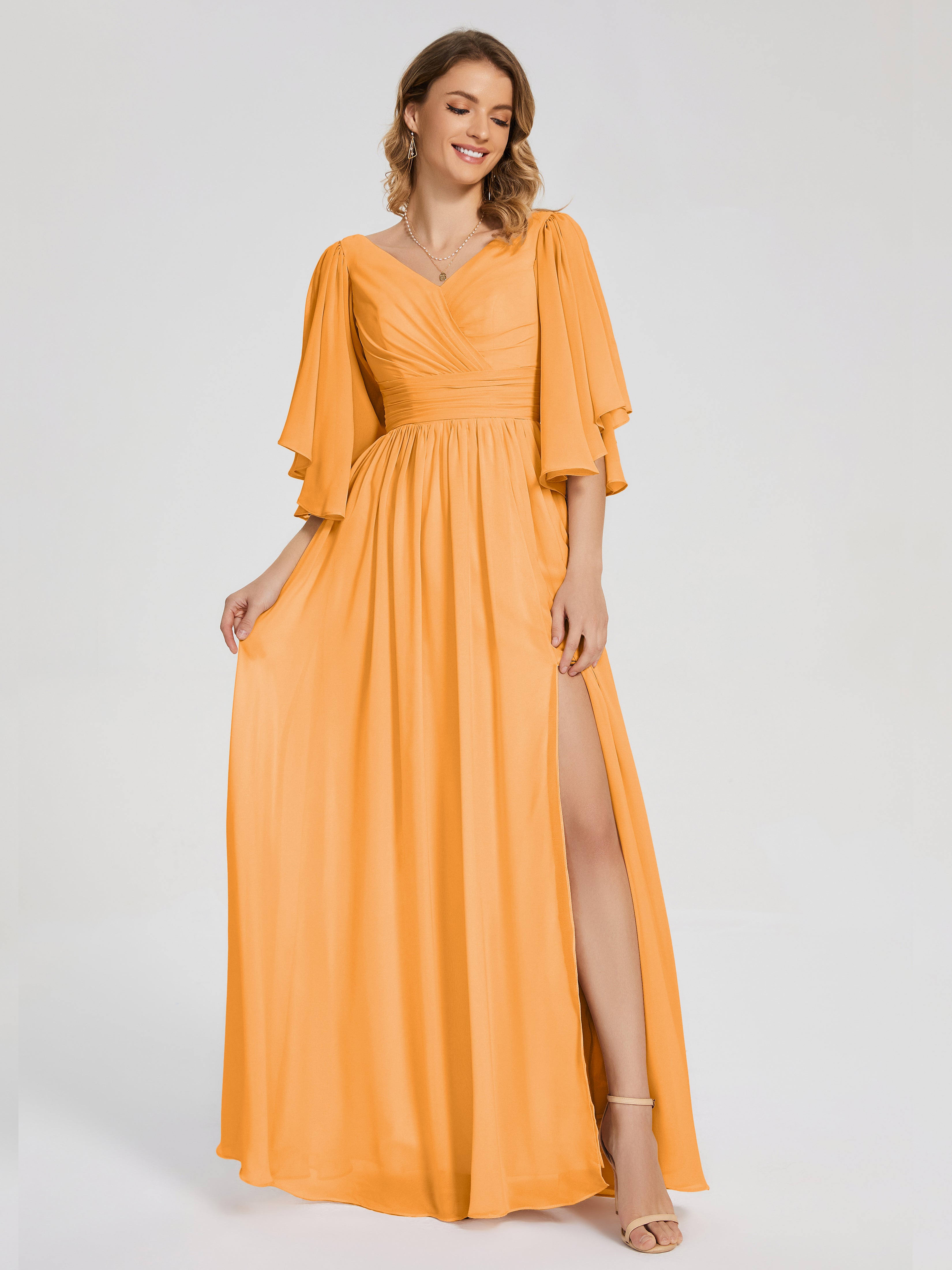 Tangerine Bridesmaid Dresses Uk Giselle Pretty Corset Back Chiffon Bri