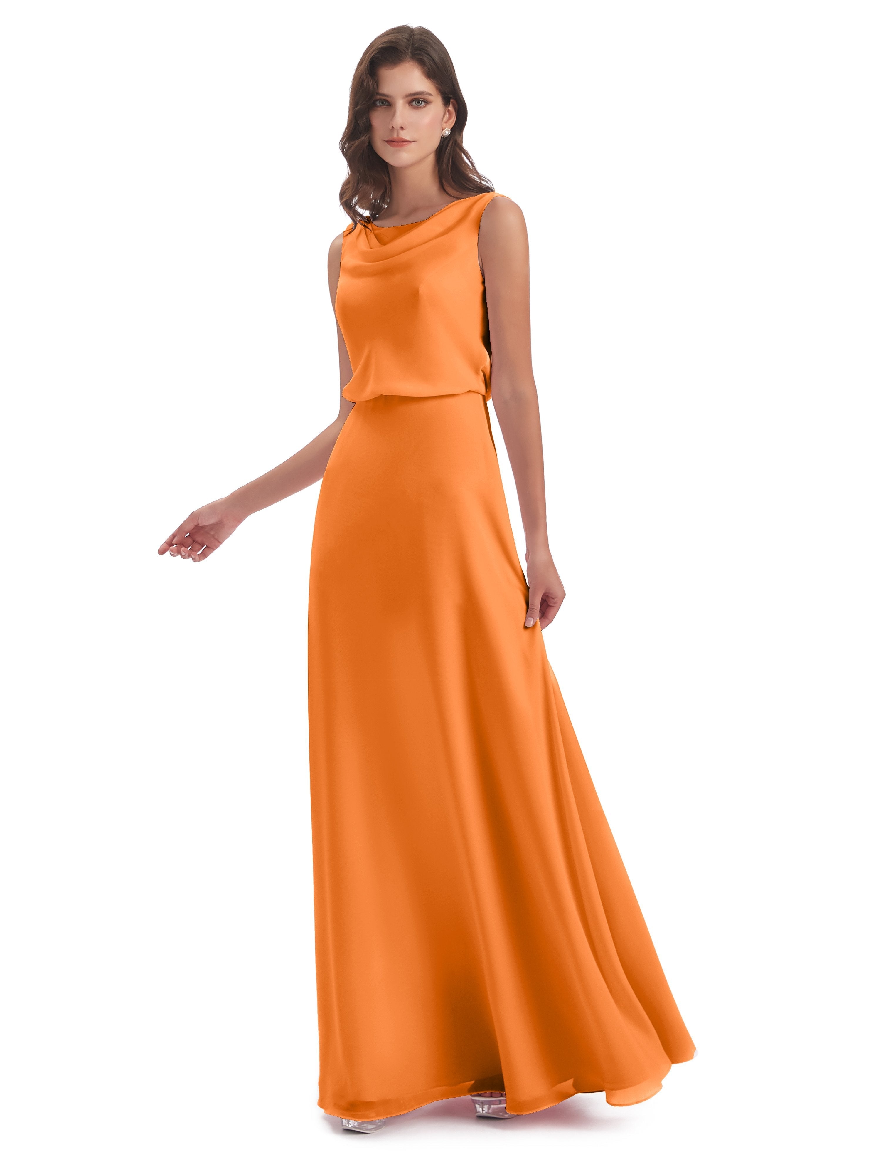 Orange Bridesmaid Dresses Uk Layla Cowl Floor Length Long Affordable C