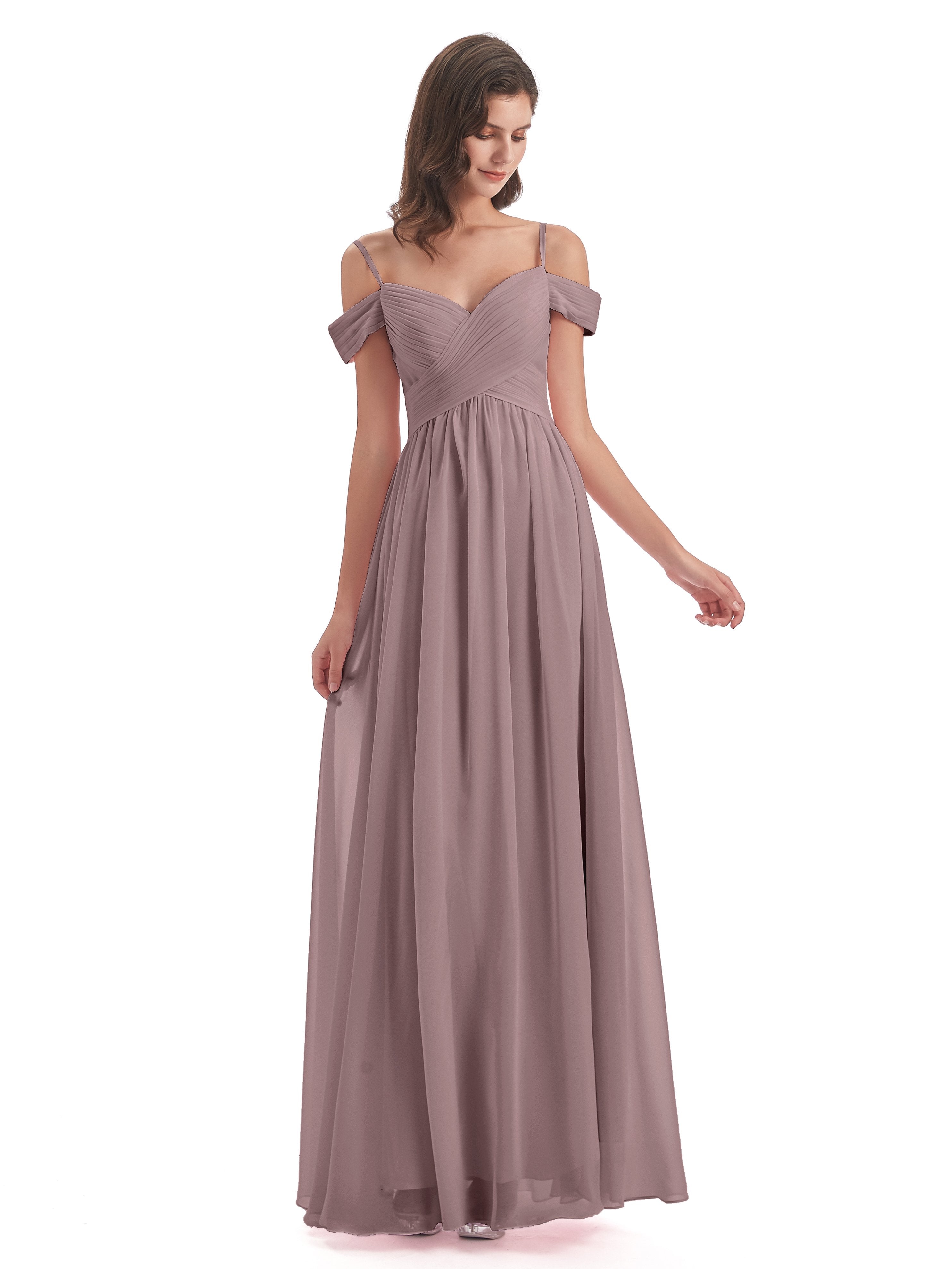 Vintage Mauve Bridesmaid Dresses Uk Gorgeous Chiffon Off The Shoulder