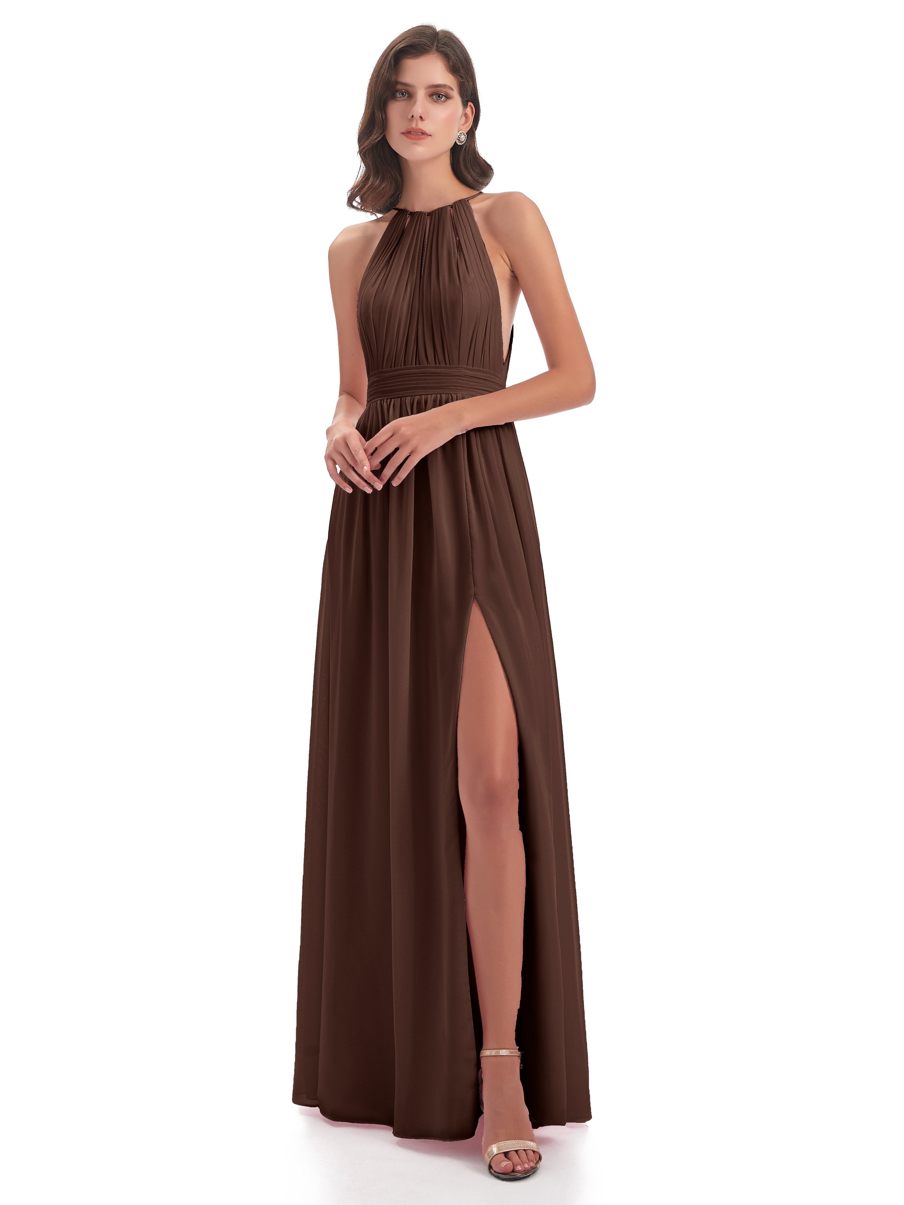 Chocolate Brown Bridesmaids Dresses Harriet Exquisite Halter Split Lon Chocolate Brown Bridesmaids Dresses Harriet Exquisite Halter Split Lon