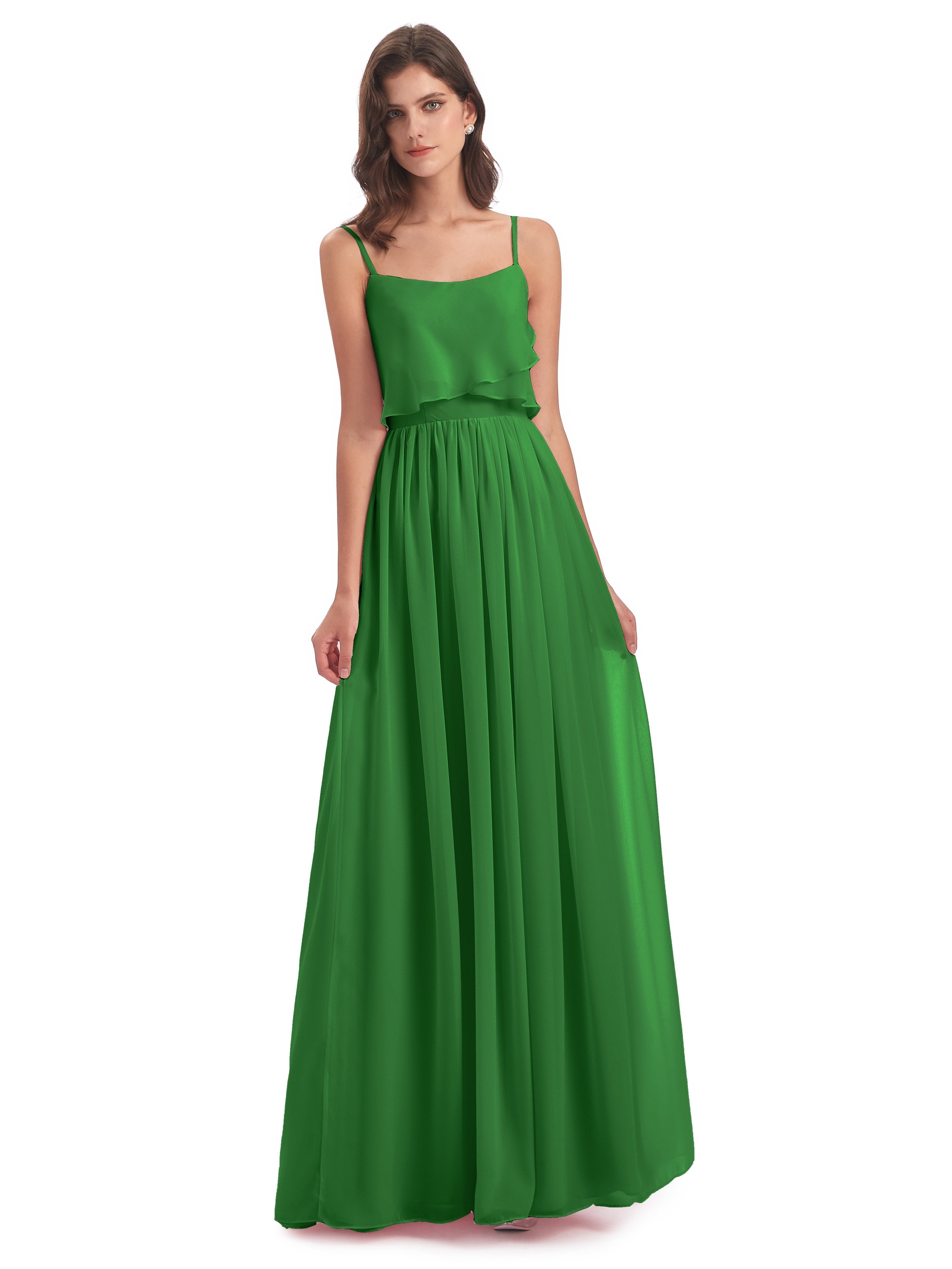 Light Green Bridesmaid Dress Riley A-Line Long Best Chiffon Bridesmaid