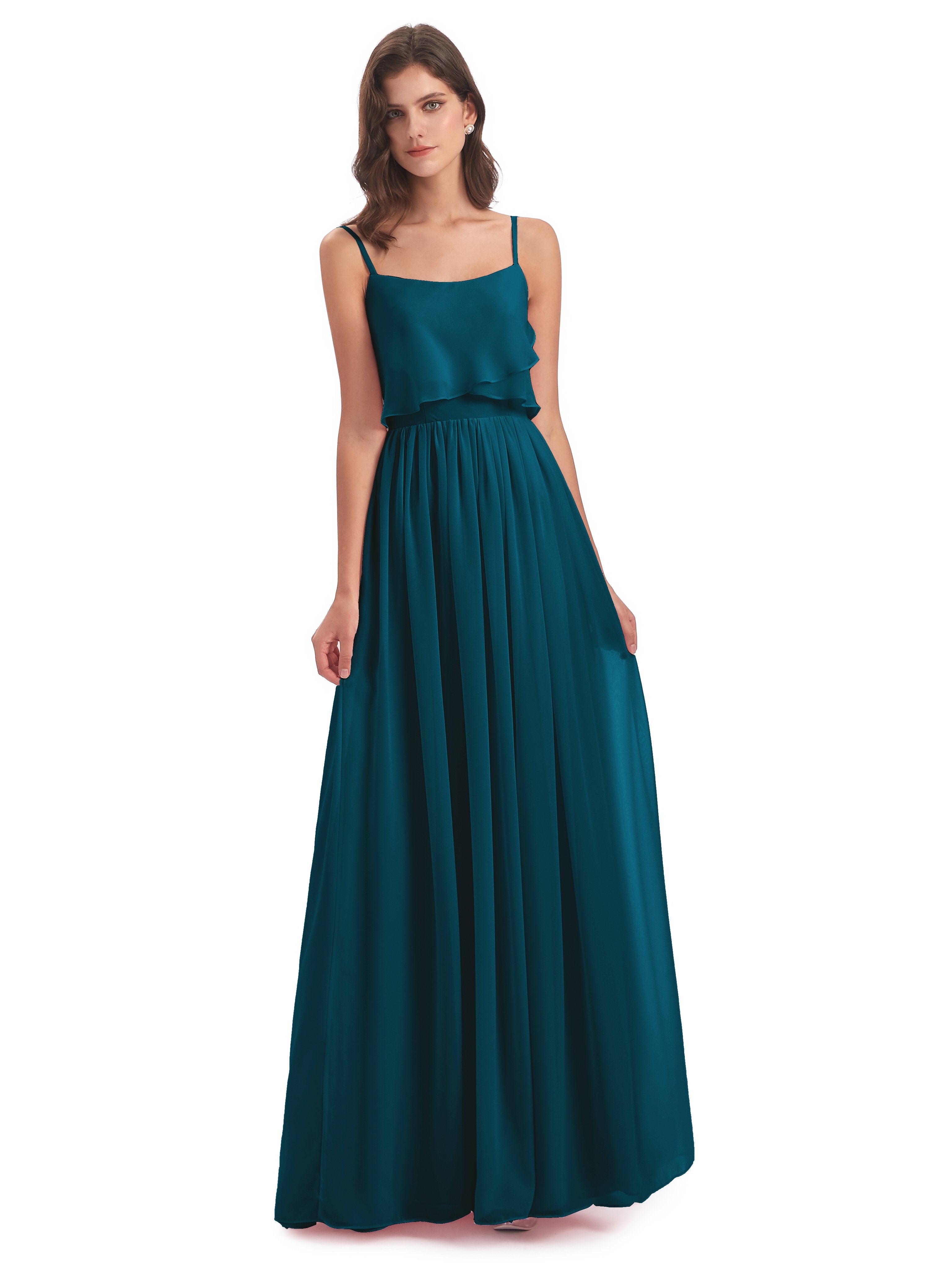 Ink Blue Bridesmaid Dresses Riley A-Line Long Best Chiffon Bridesmaid