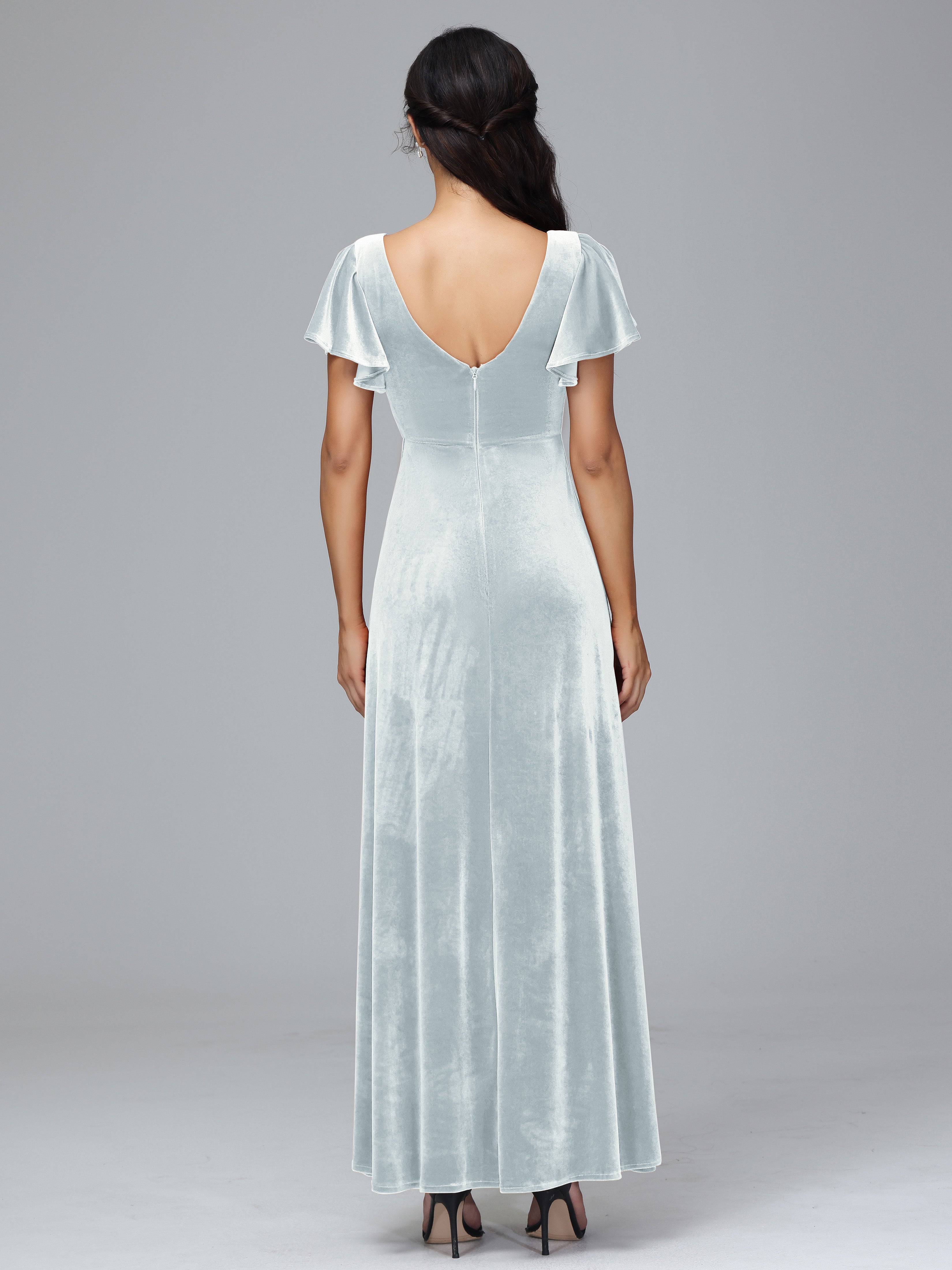 Short Sleeves Long Plus Size Bridesmaid Dresses With Split