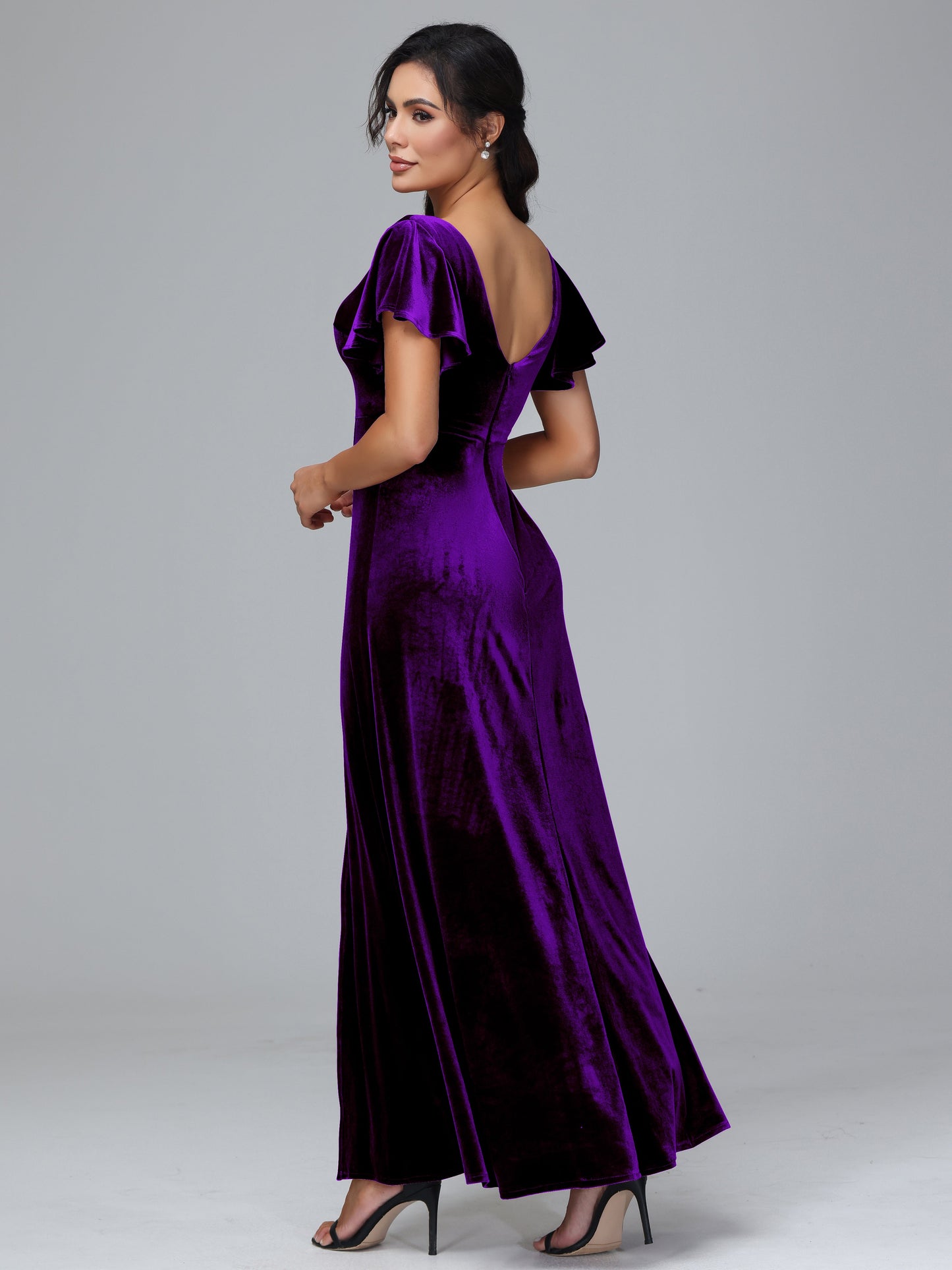 Short Sleeves Long Plus Size Bridesmaid Dresses With Split