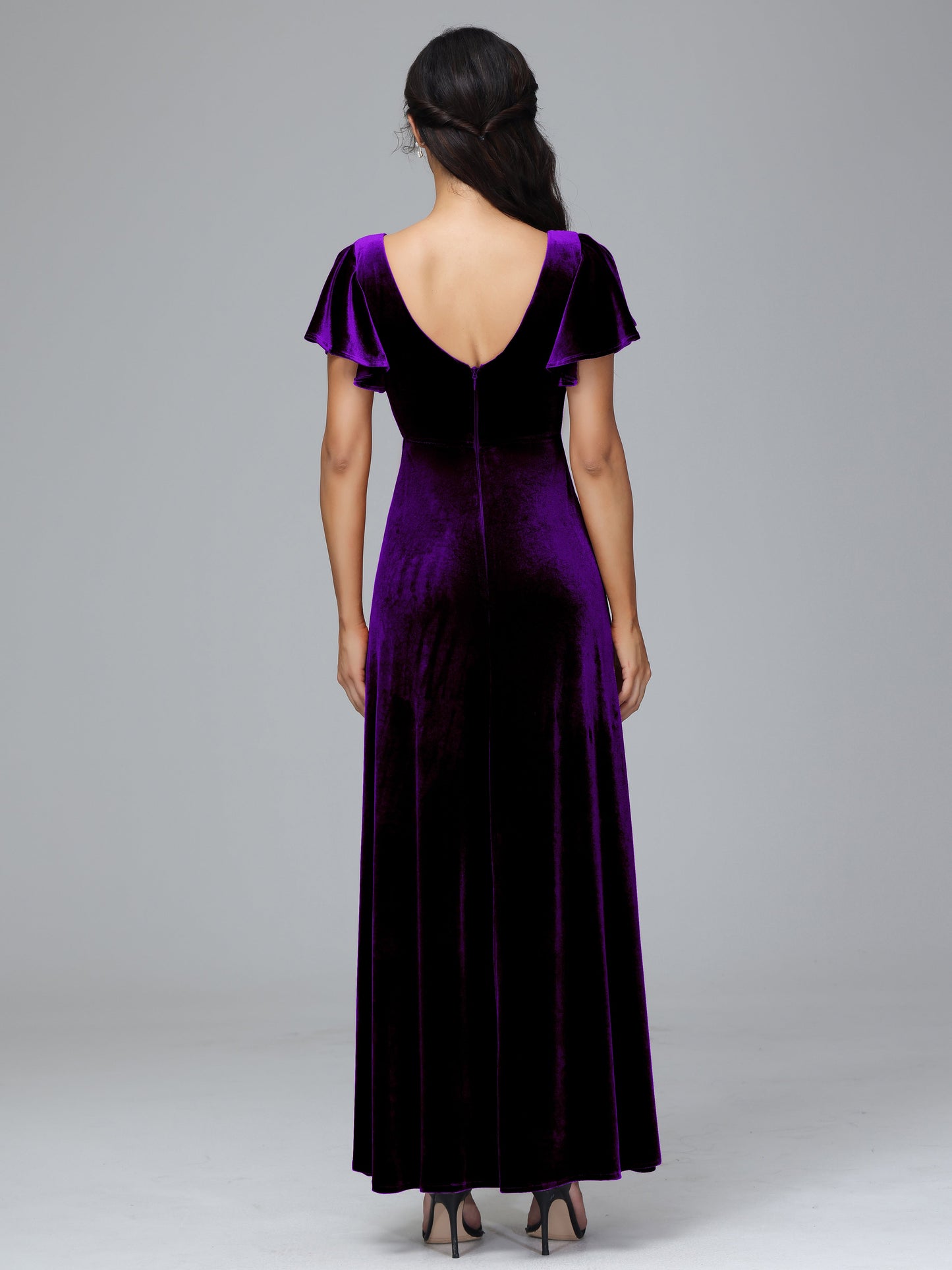 Short Sleeves Long Plus Size Bridesmaid Dresses With Split