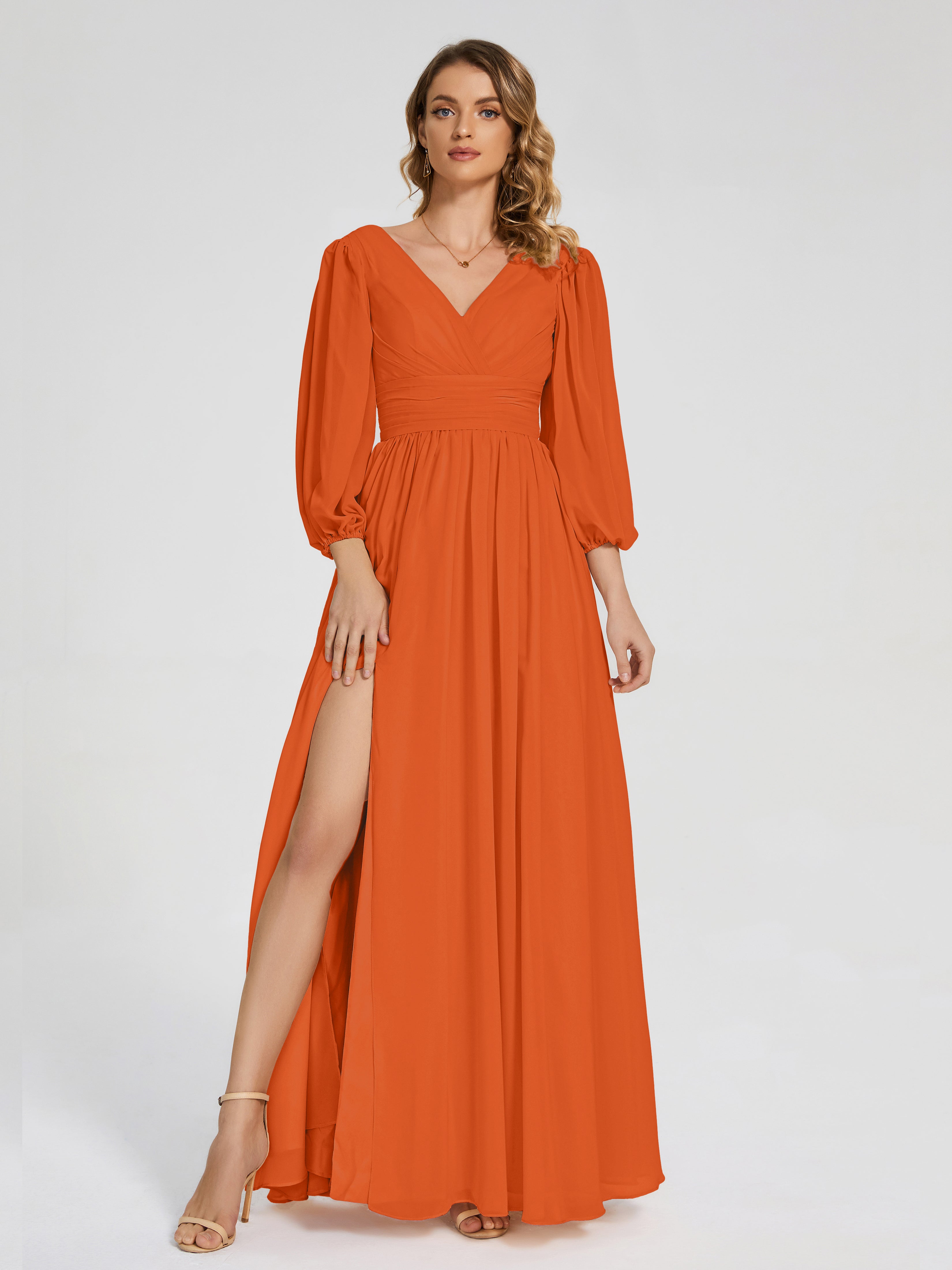 Burnt Orange Bridesmaid Dresses With Sleeves Journey Long Sleeves Spli Burnt Orange Bridesmaid Dresses With Sleeves Journey Long Sleeves Spli