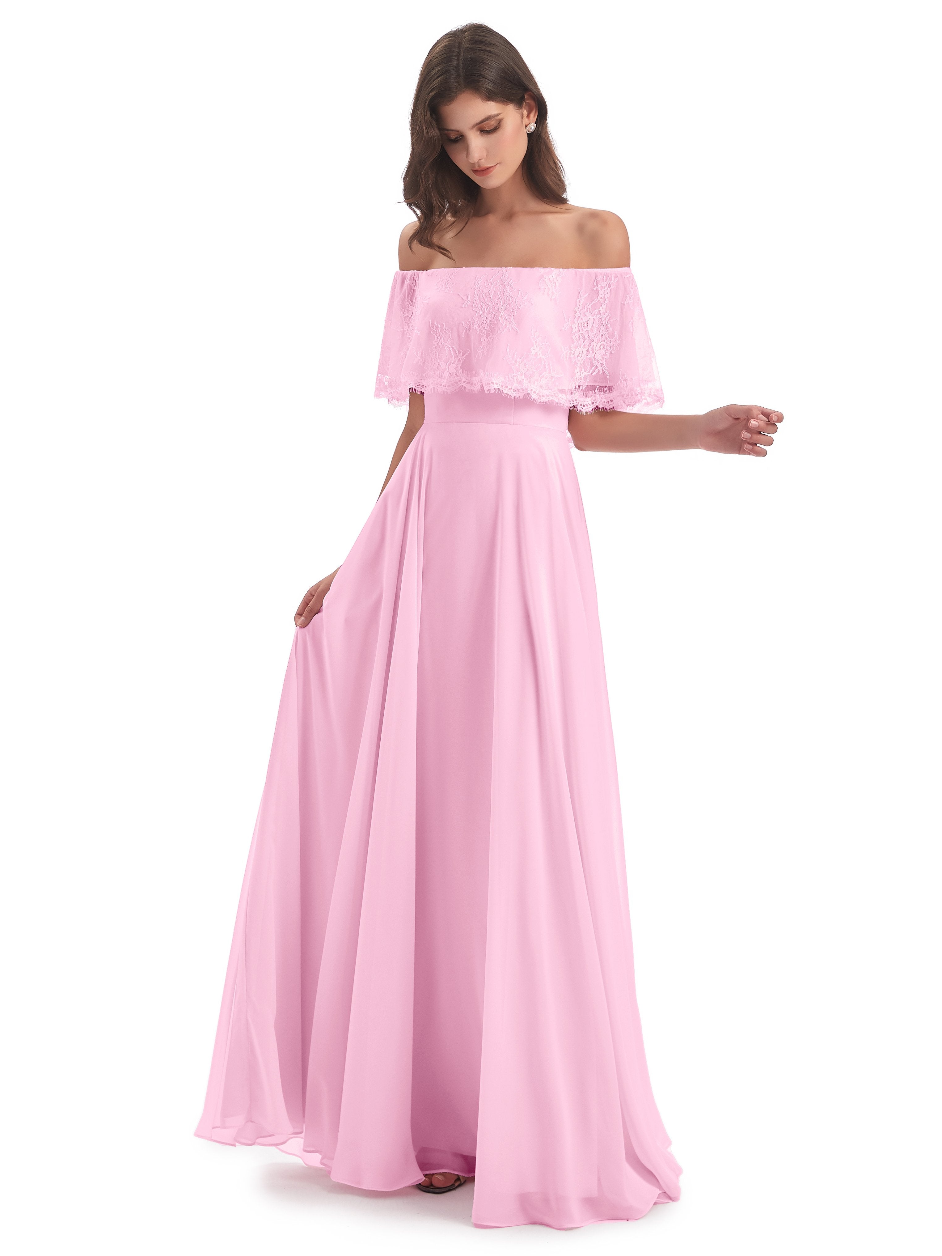 Cotton Candy Pink Bridesmaid Dress Hannah Off The Shoulder Long Fashio