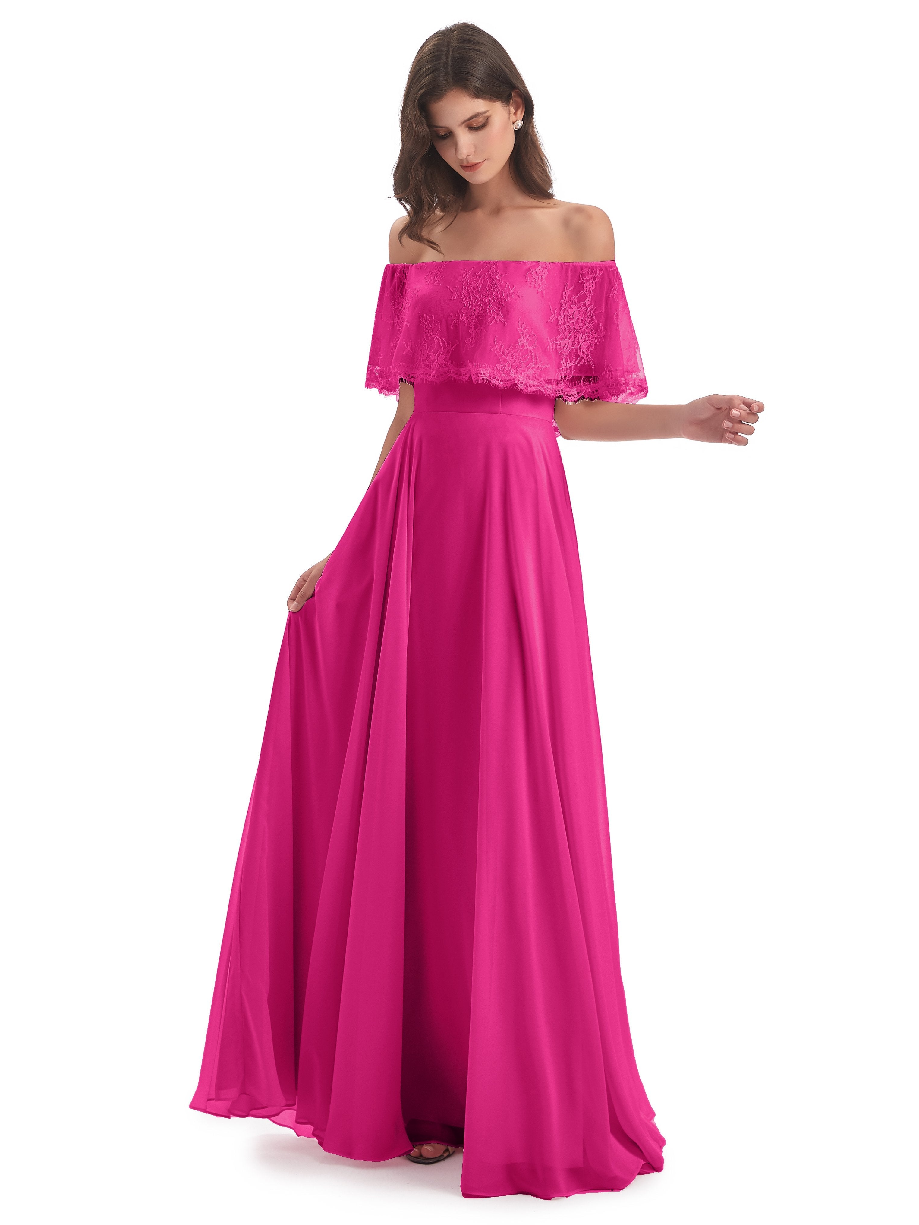 Fuchsia Pink Bridesmaid Dresses Uk Hannah Off The Shoulder Long Fashio