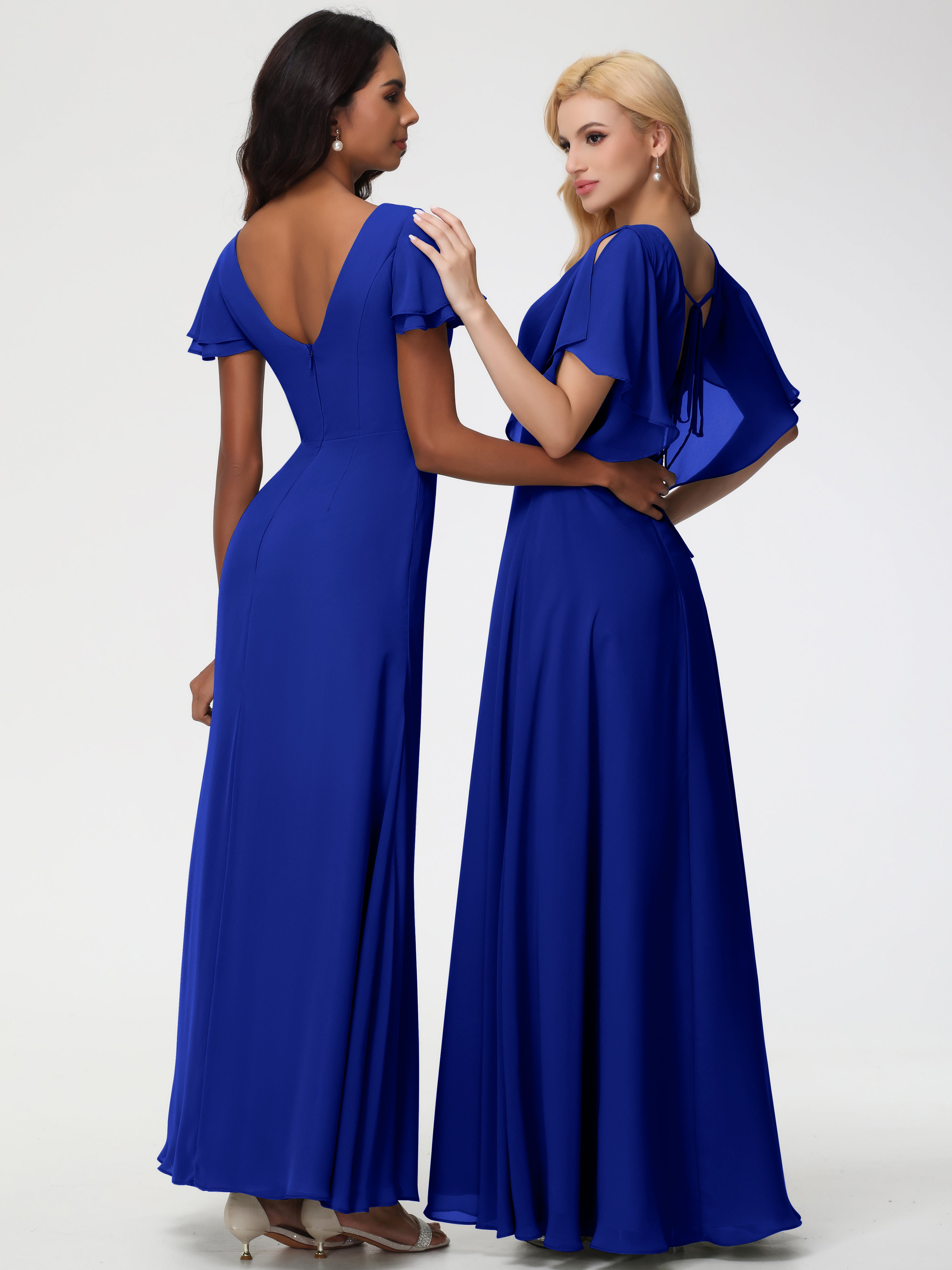 A-Line Sequins Sleeves Floor-Length Chiffon Bridesmaid Dresses (Copy)