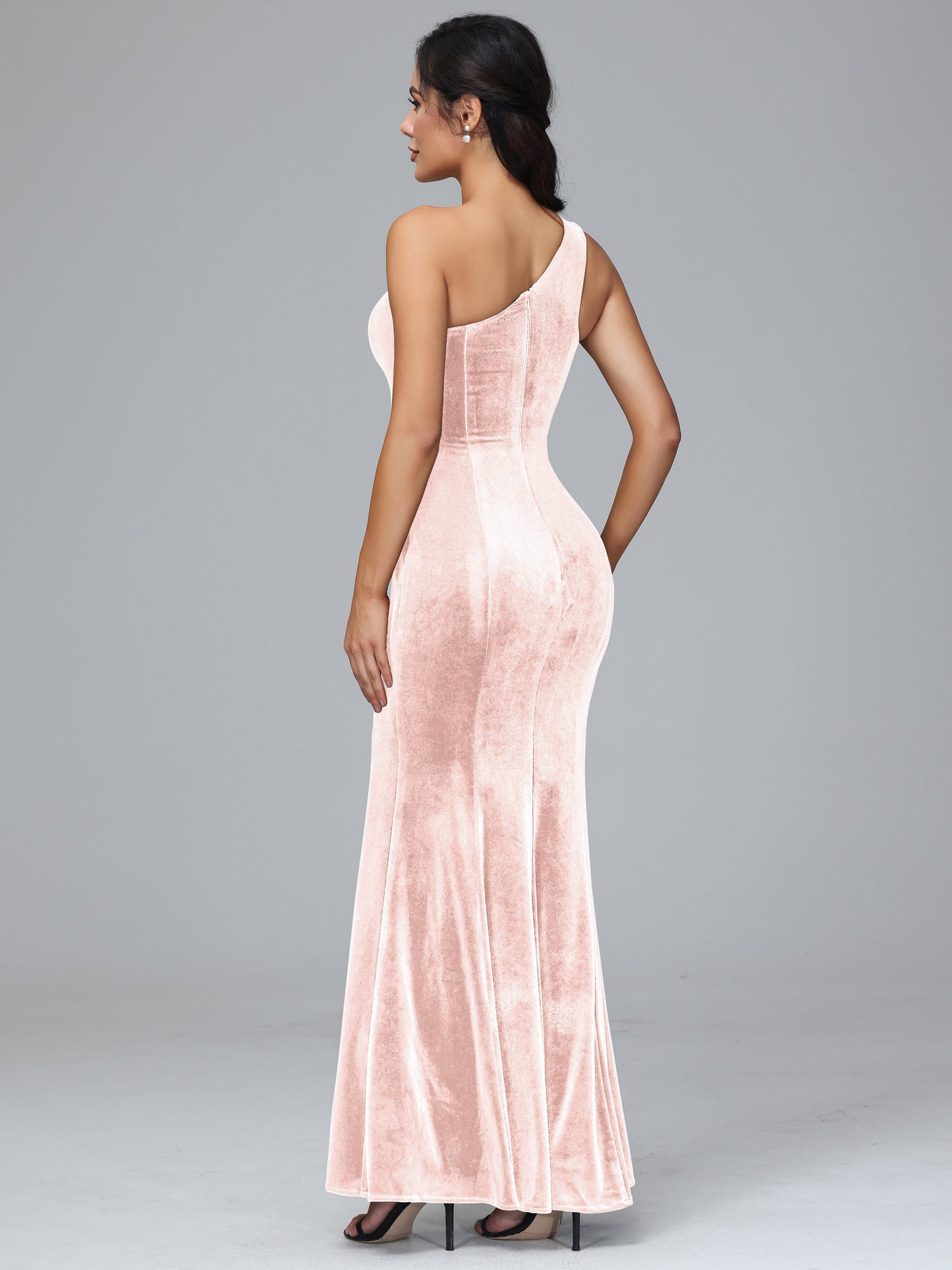 Sheath/Column One Shoulder Long Plus Size Bridesmaid Dresses With Split