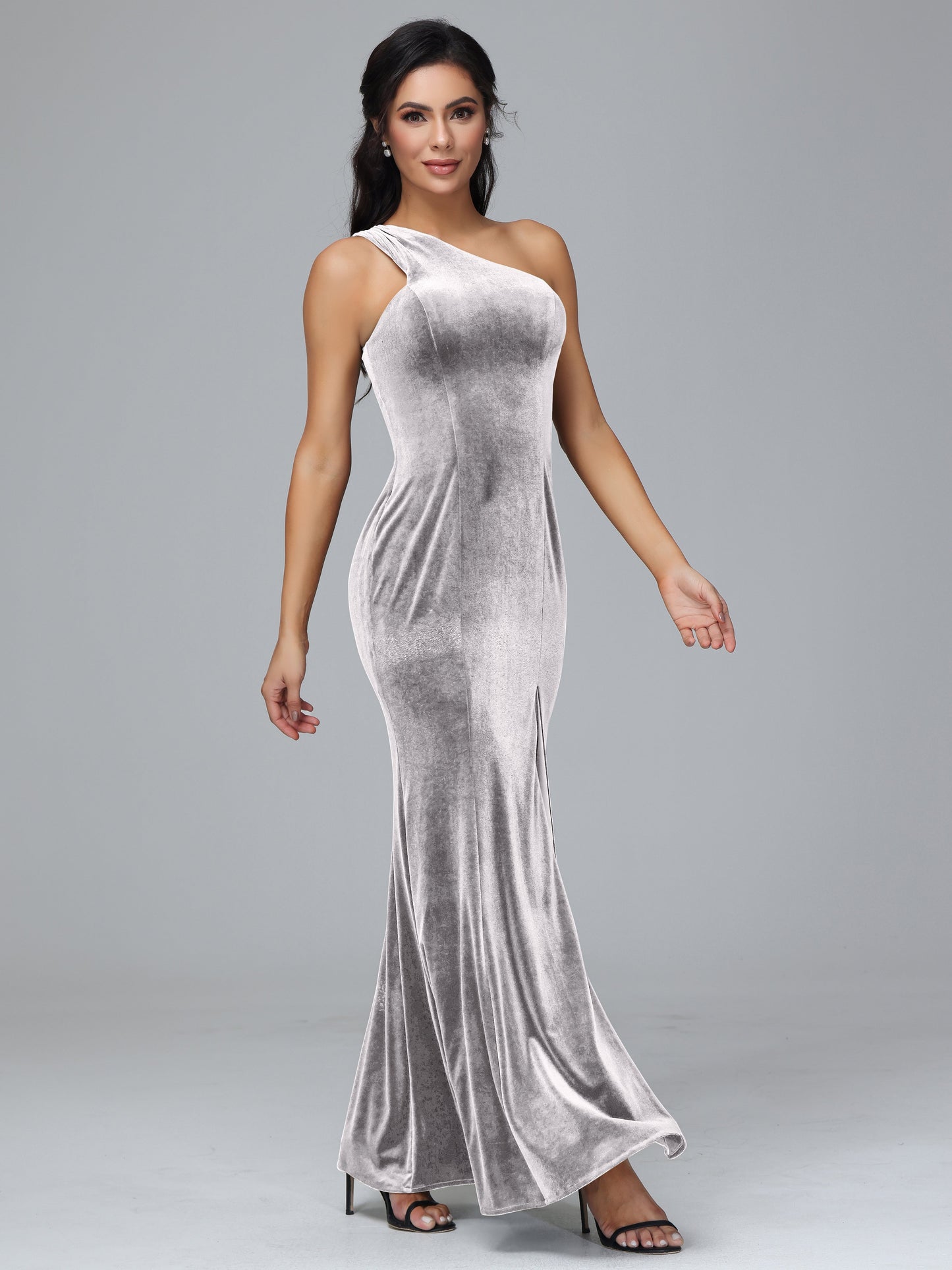 Sheath/Column One Shoulder Long Plus Size Bridesmaid Dresses With Split