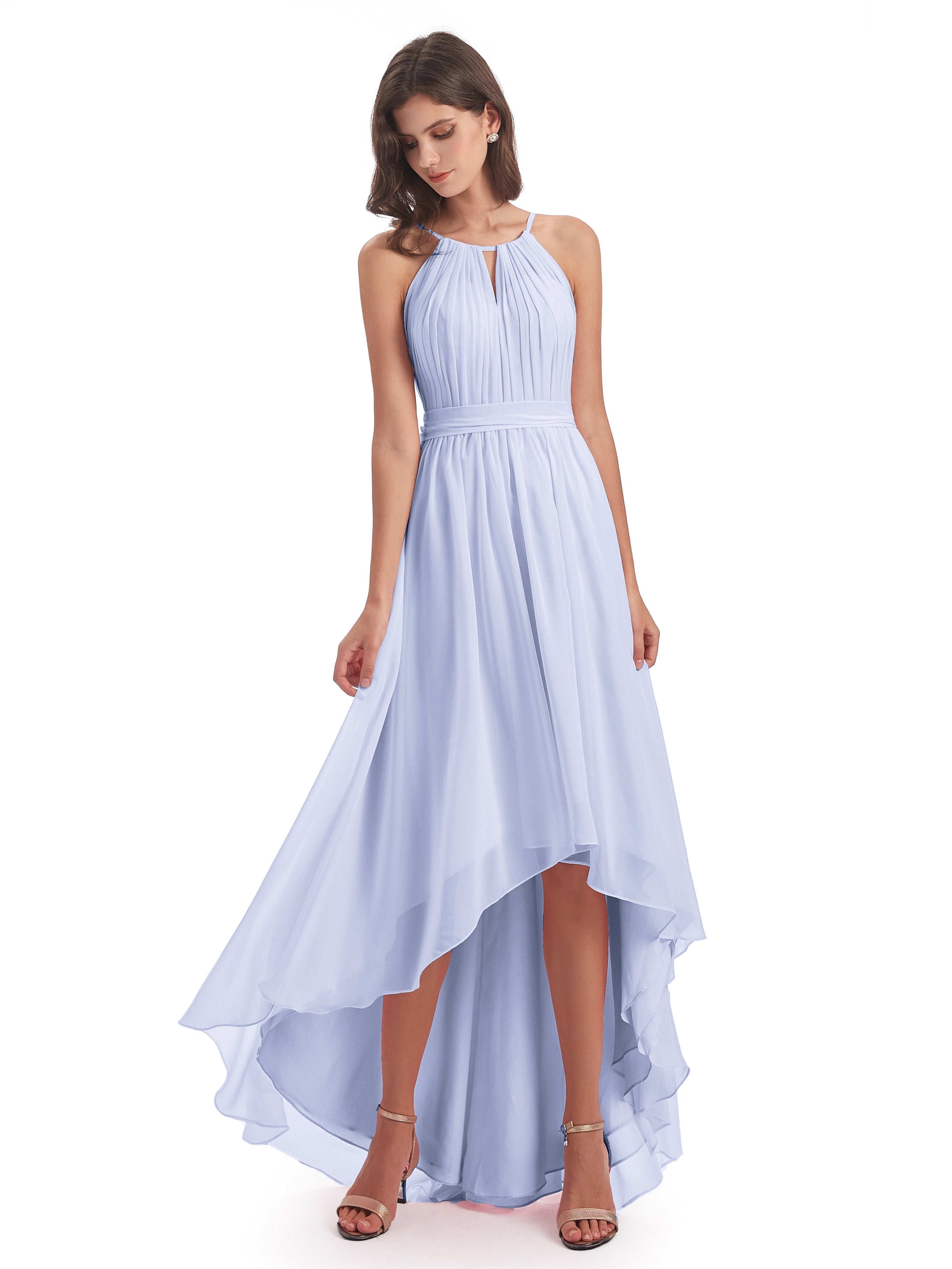Lavender Bridesmaid Dress Lilly Dreamy Halter High-Low Chiffon Bridesm