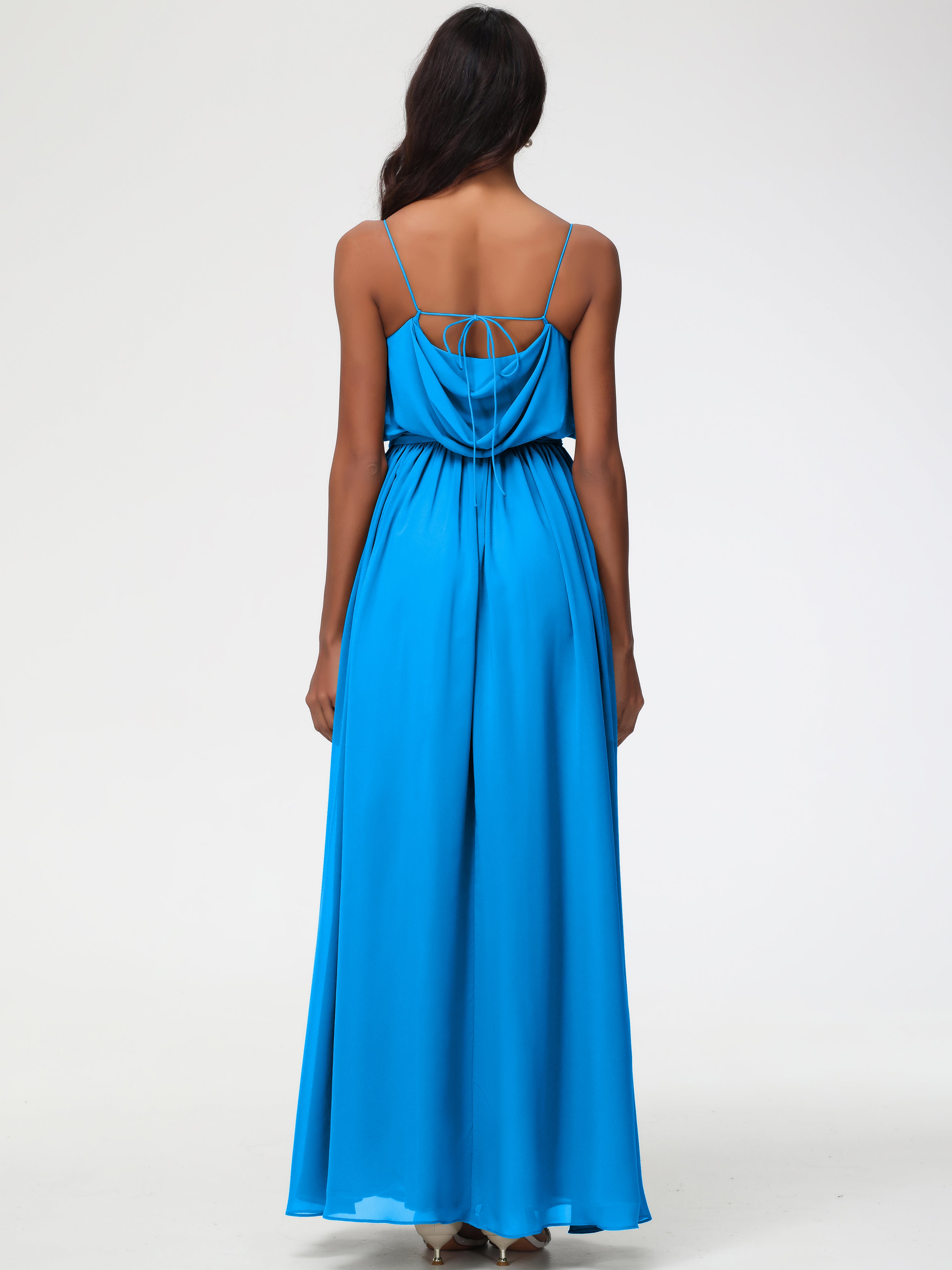A-Line Cowl Spaghetti Straps Sleeveless Long Split Chiffon Bridesmaid Dresses (Copy)