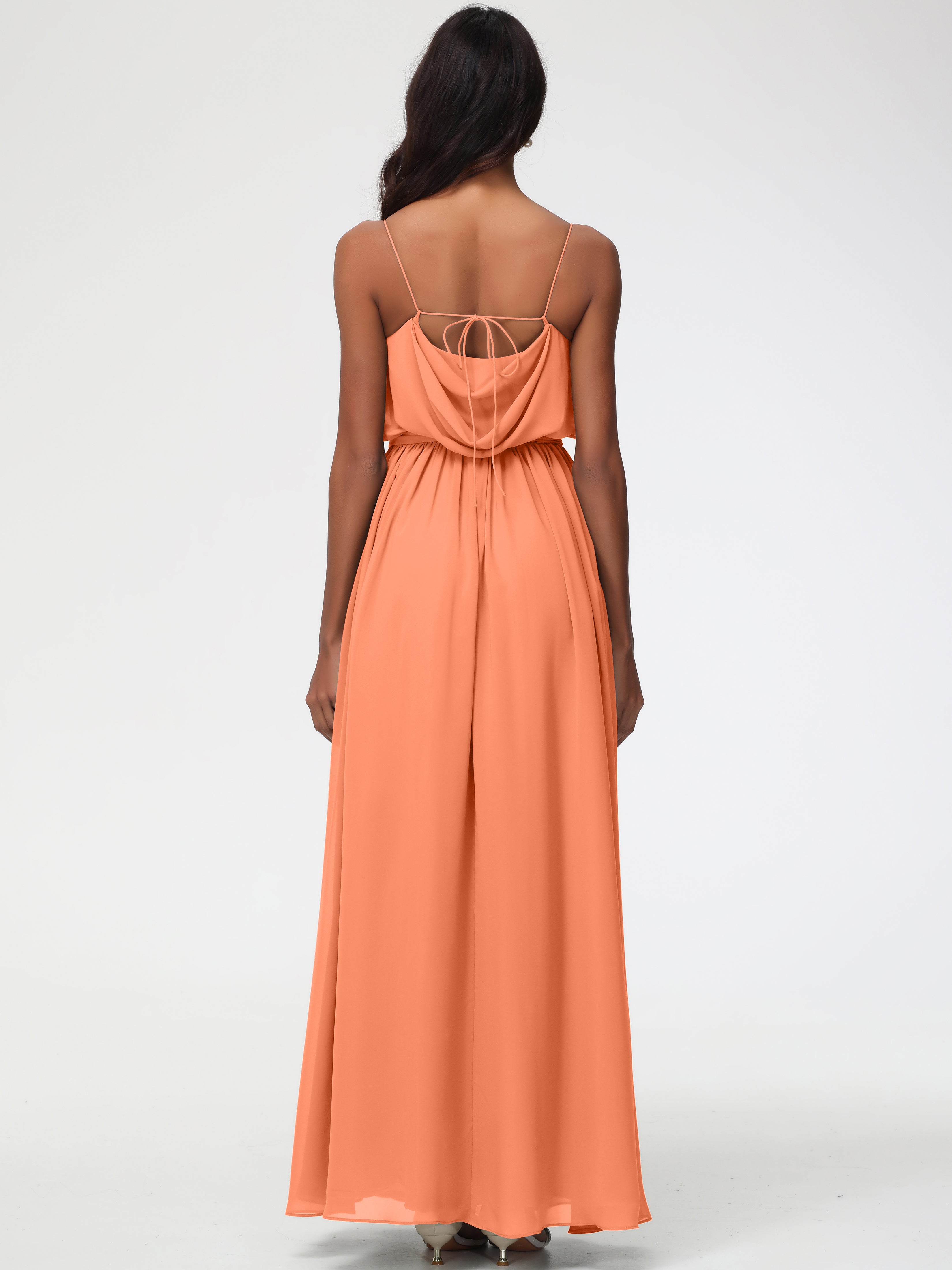 A-Line Cowl Spaghetti Straps Sleeveless Long Split Chiffon Bridesmaid Dresses (Copy)