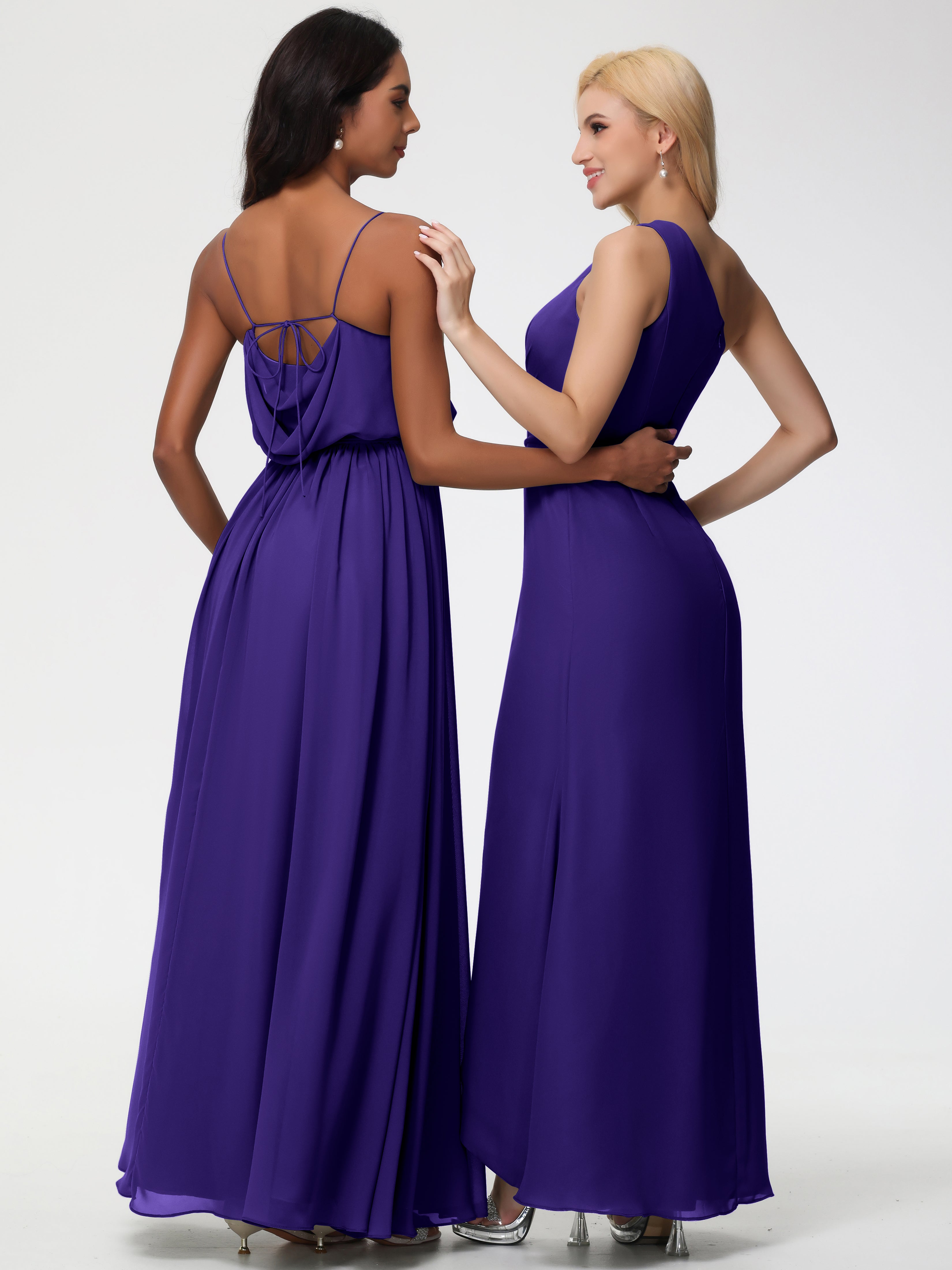 A-Line Cowl Spaghetti Straps Sleeveless Long Split Chiffon Bridesmaid Dresses (Copy)