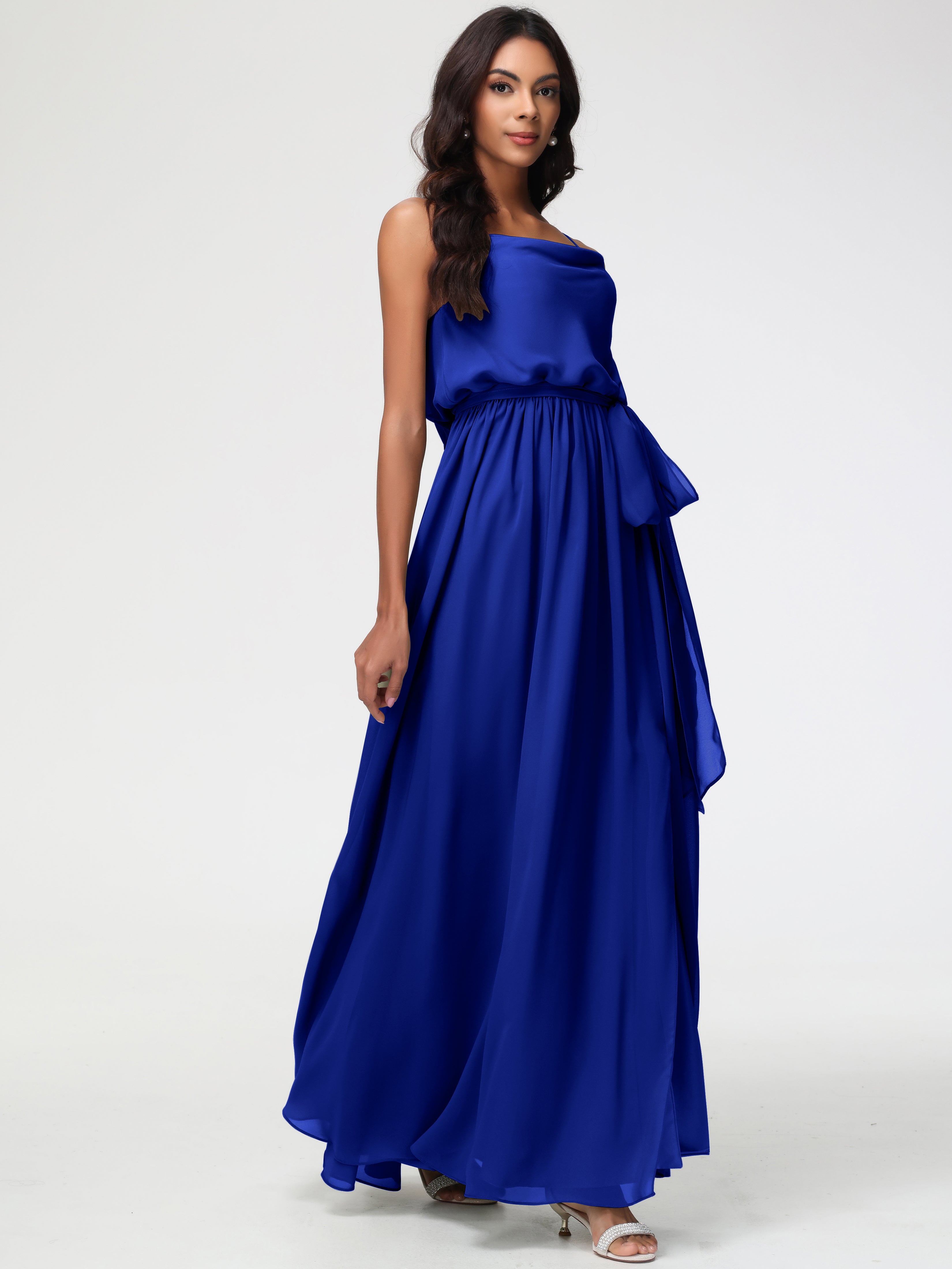 A-Line Cowl Spaghetti Straps Sleeveless Long Split Chiffon Bridesmaid Dresses (Copy)