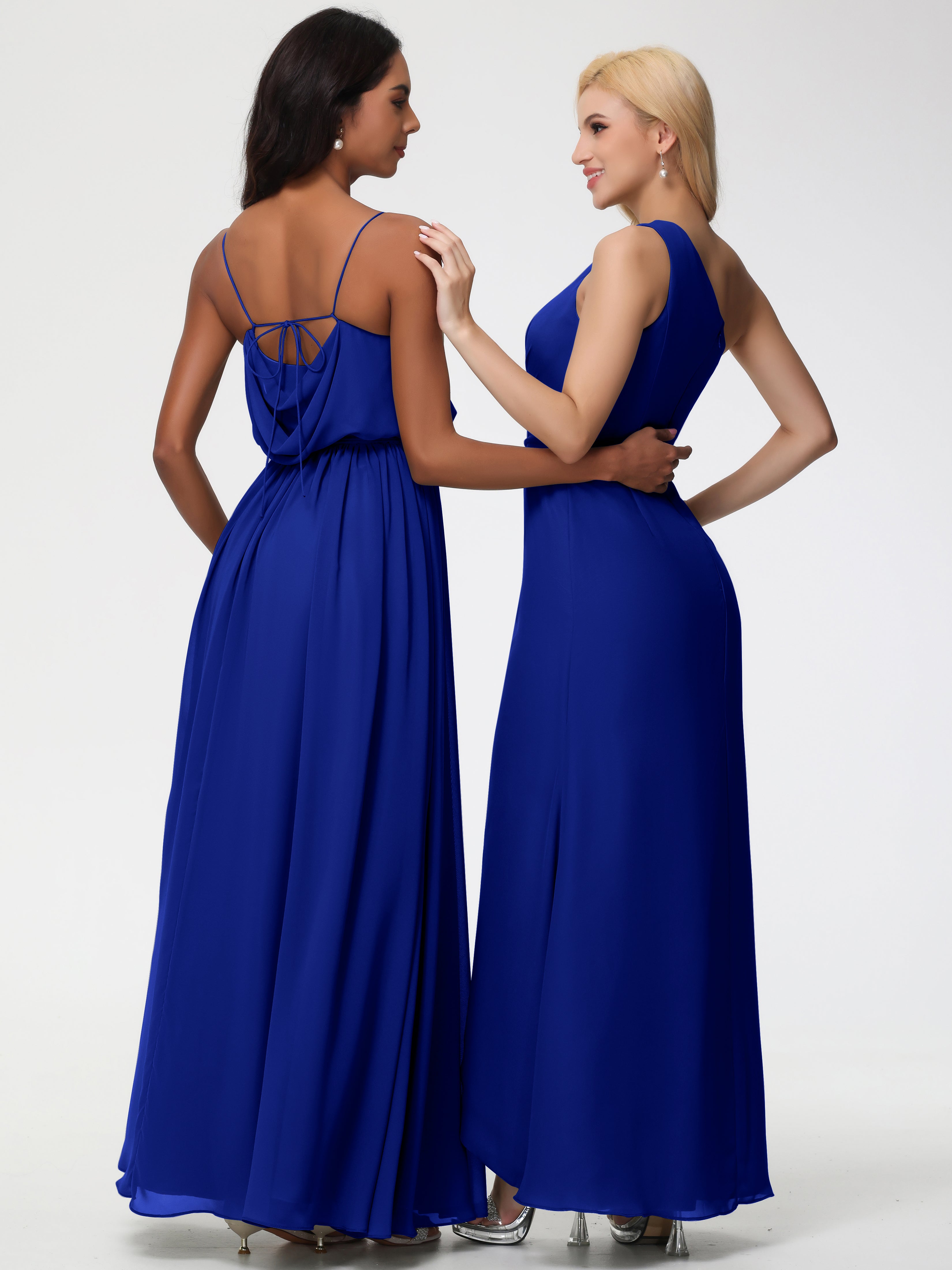 A-Line Cowl Spaghetti Straps Sleeveless Long Split Chiffon Bridesmaid Dresses (Copy)